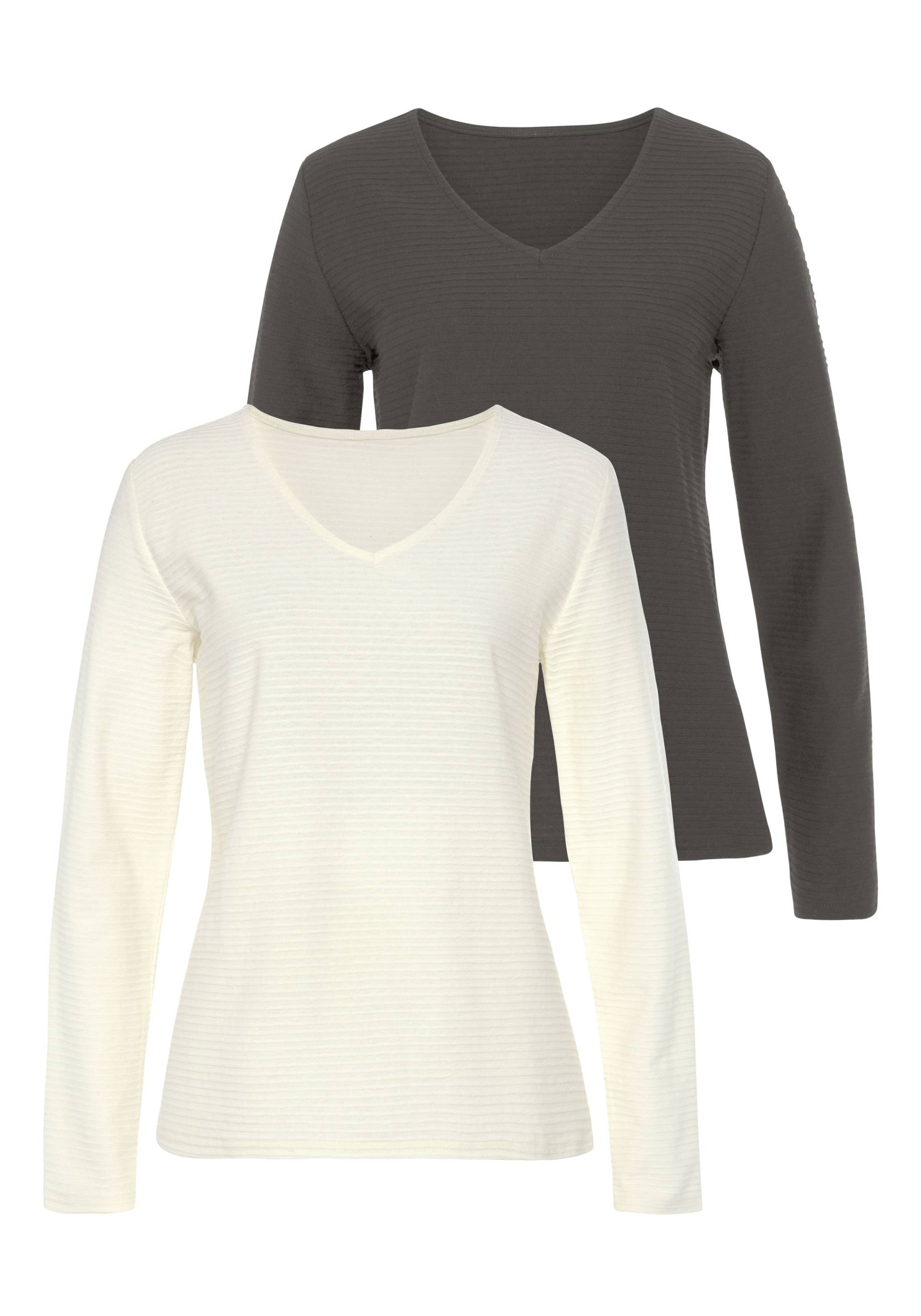 LASCANA Langarmshirt »mit Streifenstruktur«, aus weicher Baumwoll-Qualität LASCANA Langarmshirt »mit Streifenstruktur«, aus weicher Baumwoll-Qualität von Lascana
