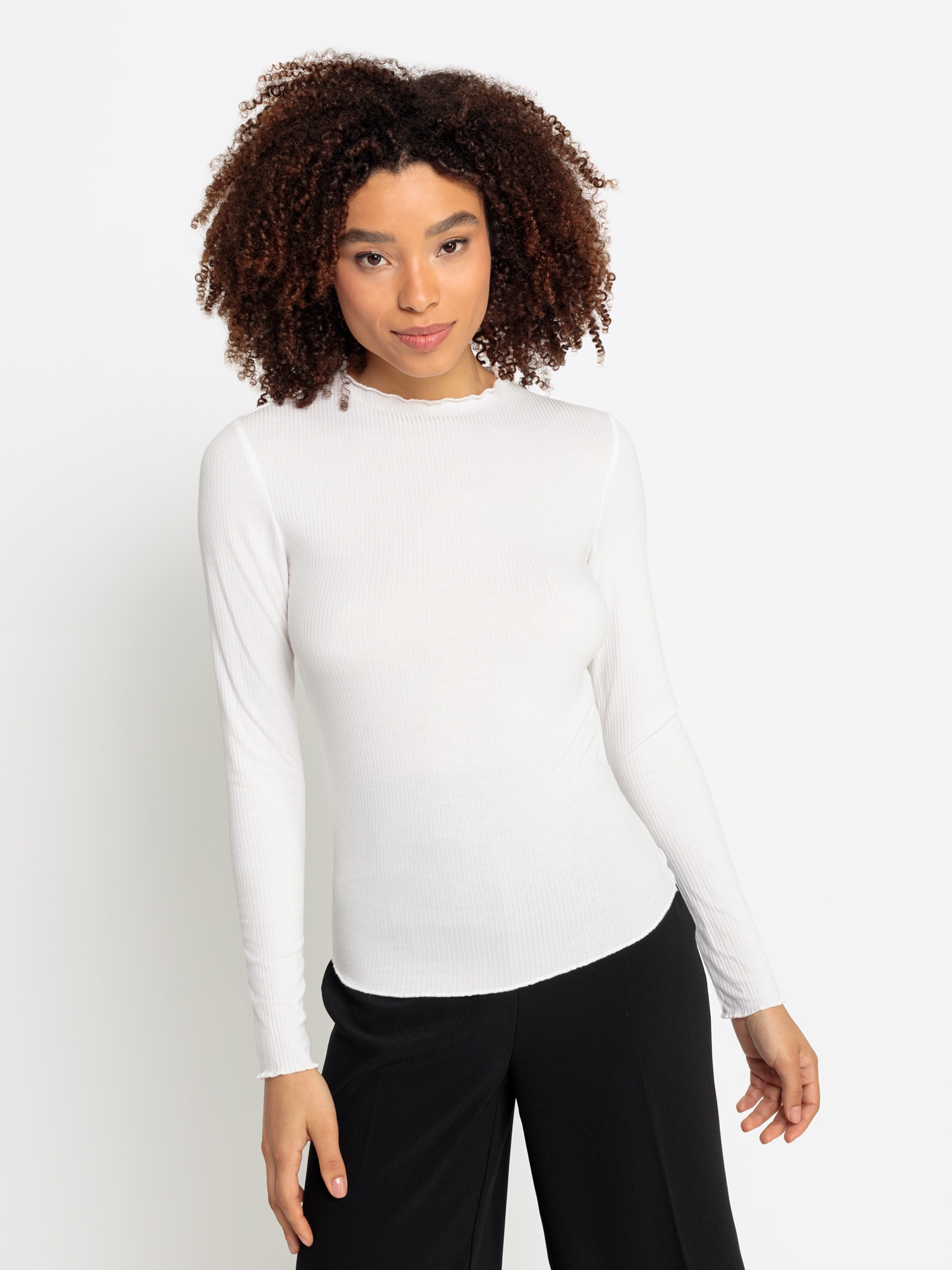 LASCANA Langarmshirt, aus weicher Rippware, Stehkragen, Basic LASCANA Langarmshirt, aus weicher Rippware, Stehkragen, Basic von Lascana