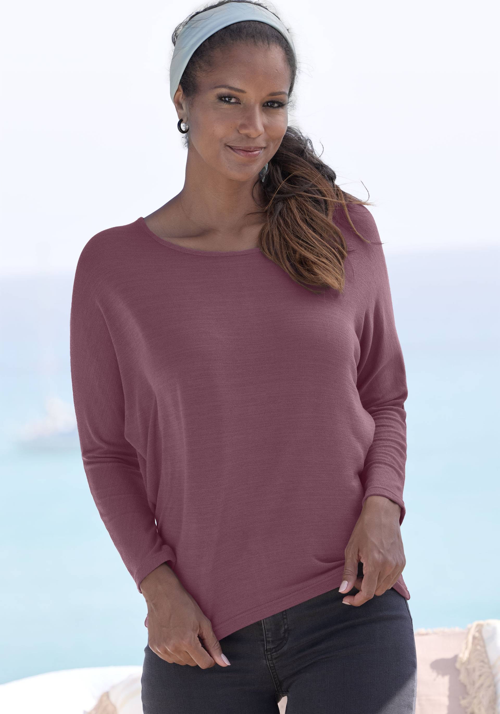 LASCANA Langarmshirt »mit Fledermausärmeln«, aus weichem Viskose-Feinstrick LASCANA Langarmshirt »mit Fledermausärmeln«, aus weichem Viskose-Feinstrick von Lascana