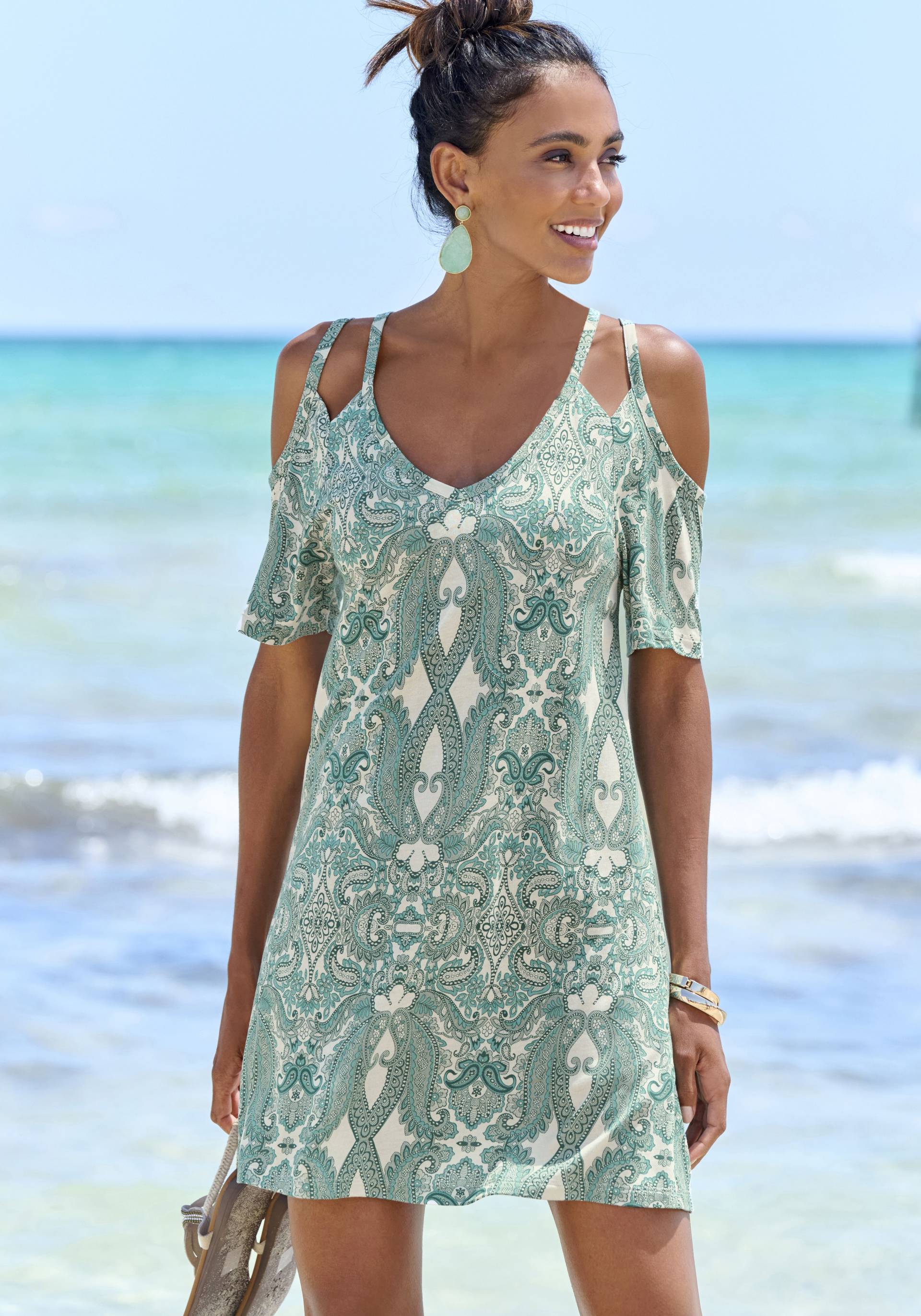 LASCANA Longshirt, mit Trägerdetails, Strandkleid im Alloverdruck, luftiges Sommerkleid LASCANA Longshirt, mit Trägerdetails, Strandkleid im Alloverdruck, luftiges Sommerkleid von Lascana