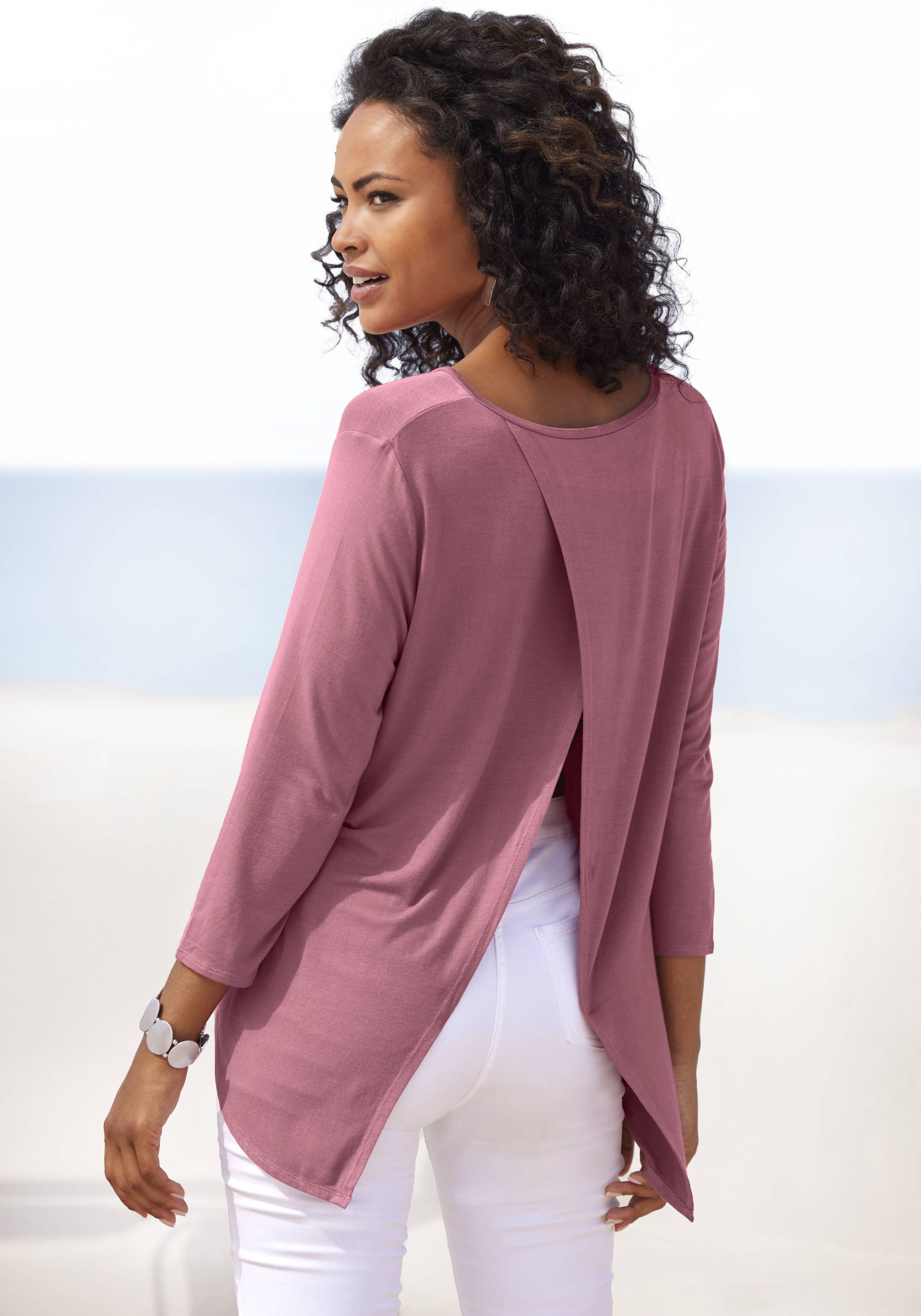 LASCANA 3/4-Arm-Shirt »mit modischem Schlitz am Rücken«, aus weichem Viskose-Stretch LASCANA 3/4-Arm-Shirt »mit modischem Schlitz am Rücken«, aus weichem Viskose-Stretch von Lascana