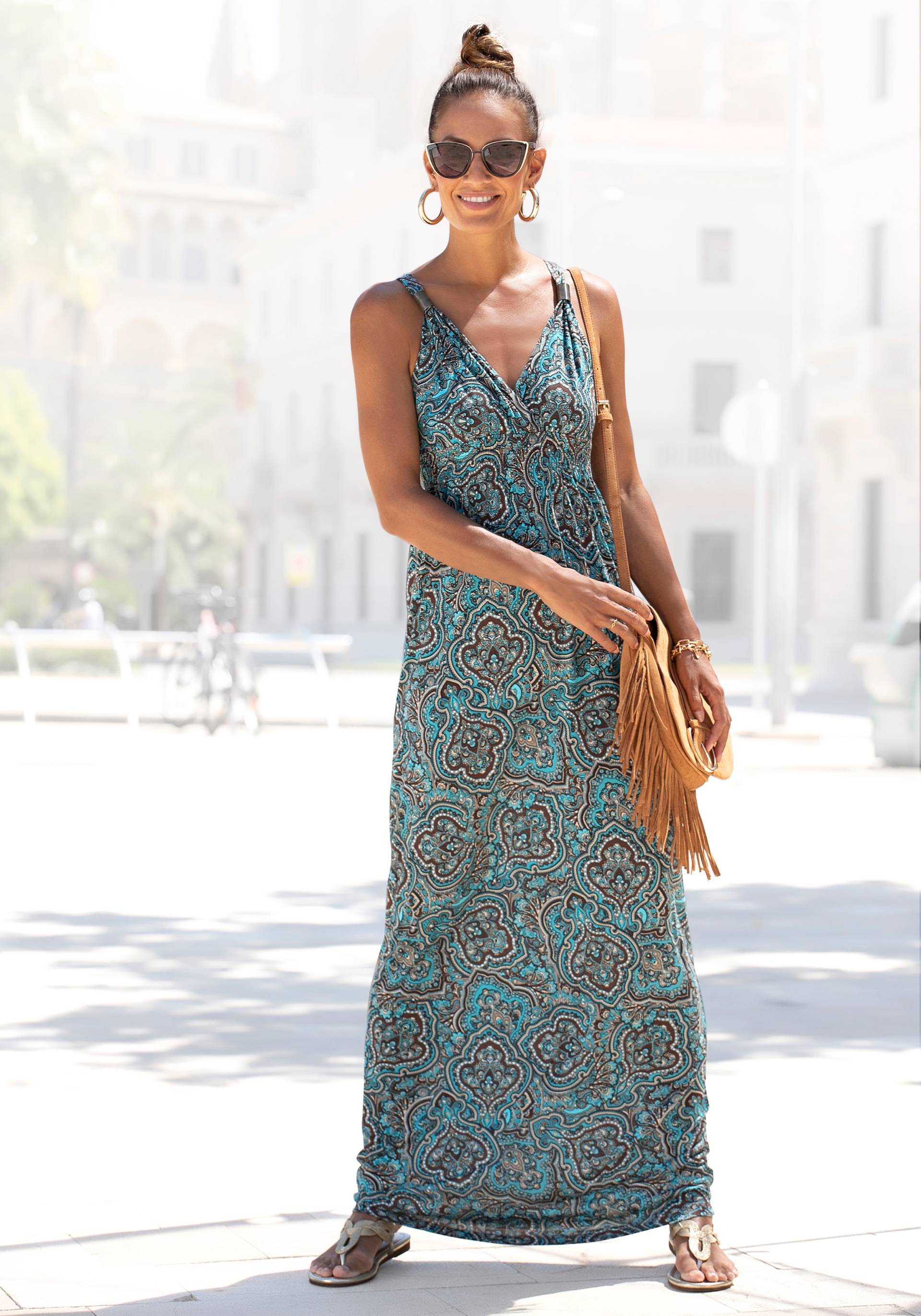 LASCANA Maxikleid, mit Paisleymuster und verstellbarem Ausschnitt, Sommerkleid LASCANA Maxikleid, mit Paisleymuster und verstellbarem Ausschnitt, Sommerkleid von Lascana