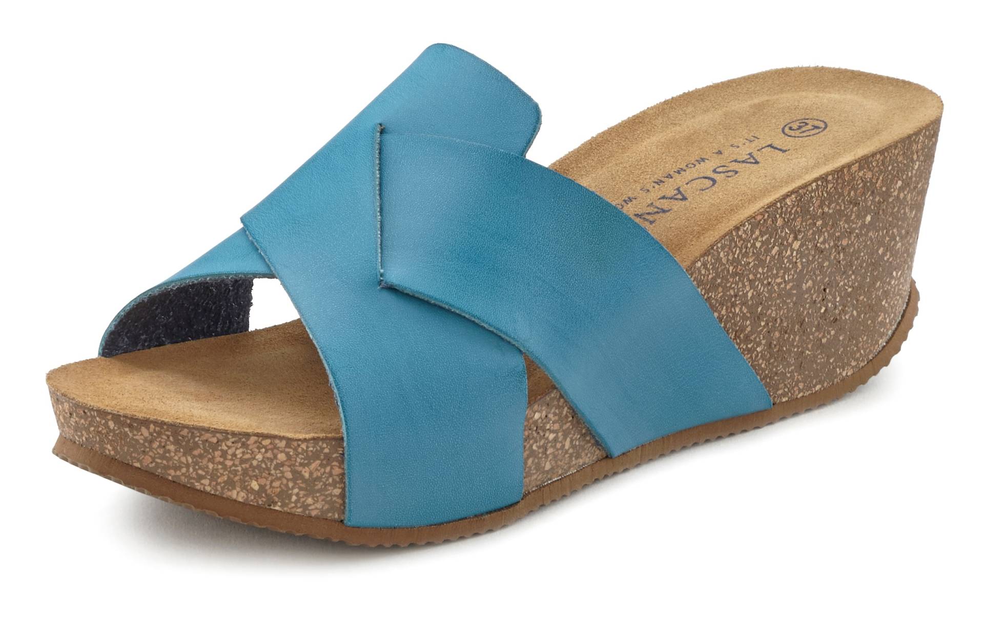 LASCANA Pantolette, Mule, Sandale, offener Schuh mit Korkfussbett und Keilabsatz LASCANA Pantolette, Mule, Sandale, offener Schuh mit Korkfussbett und Keilabsatz von Lascana