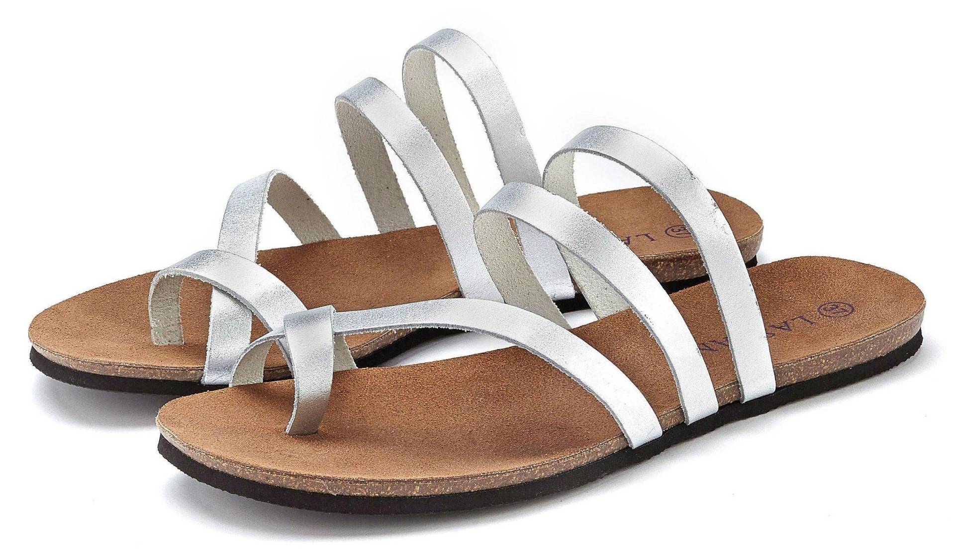 LASCANA Zehentrenner, Sandale, Pantolette aus Leder im Metallic-Look LASCANA Zehentrenner, Sandale, Pantolette aus Leder im Metallic-Look von Lascana