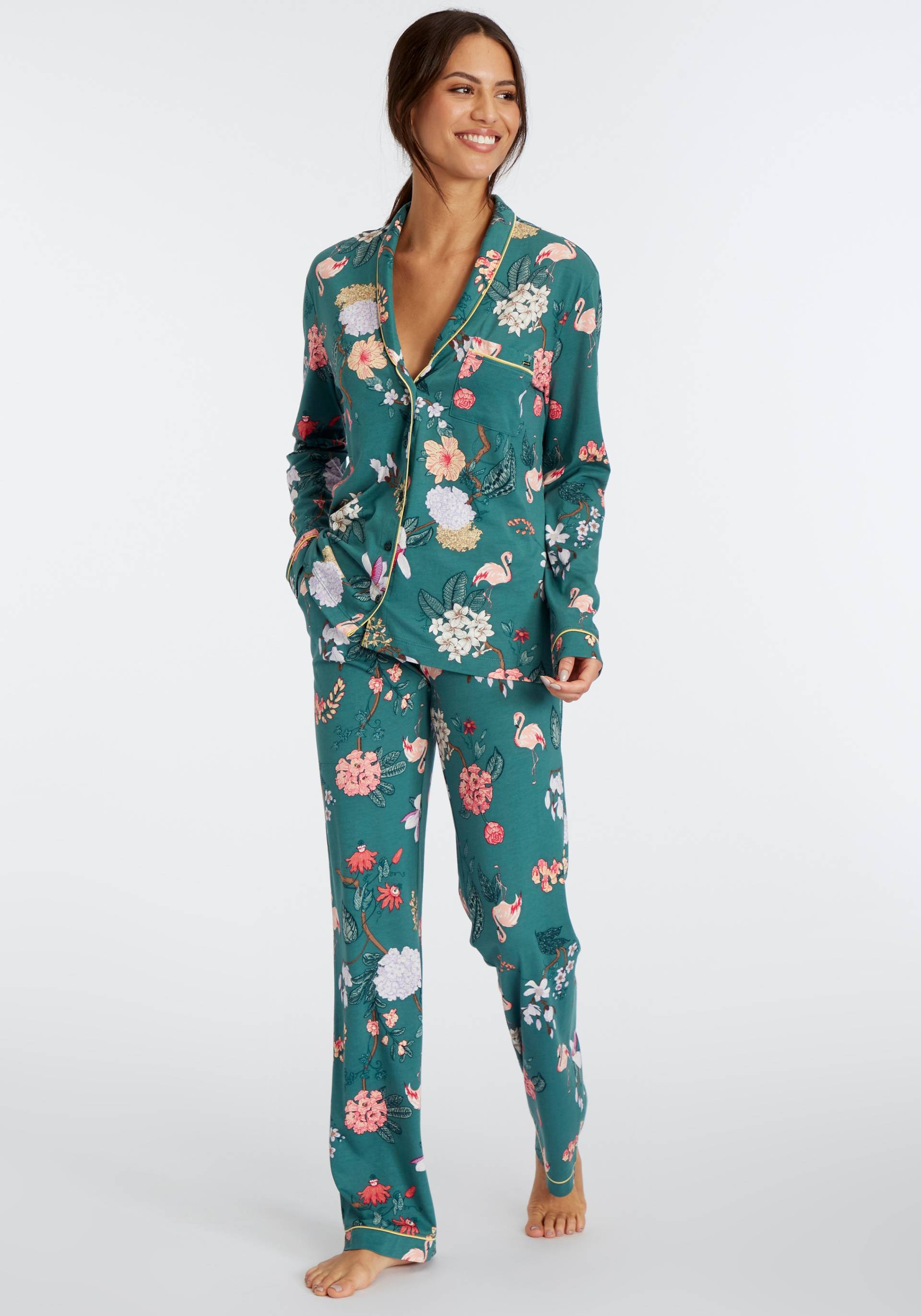 LASCANA Pyjama, (Set, 2 tlg.), mit elegantem Blumenmuster von Lascana