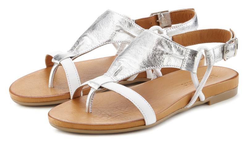 LASCANA Sandale, Sandalette, Sommerschuh aus hochwertigem Leder mit Metallic Optik von Lascana