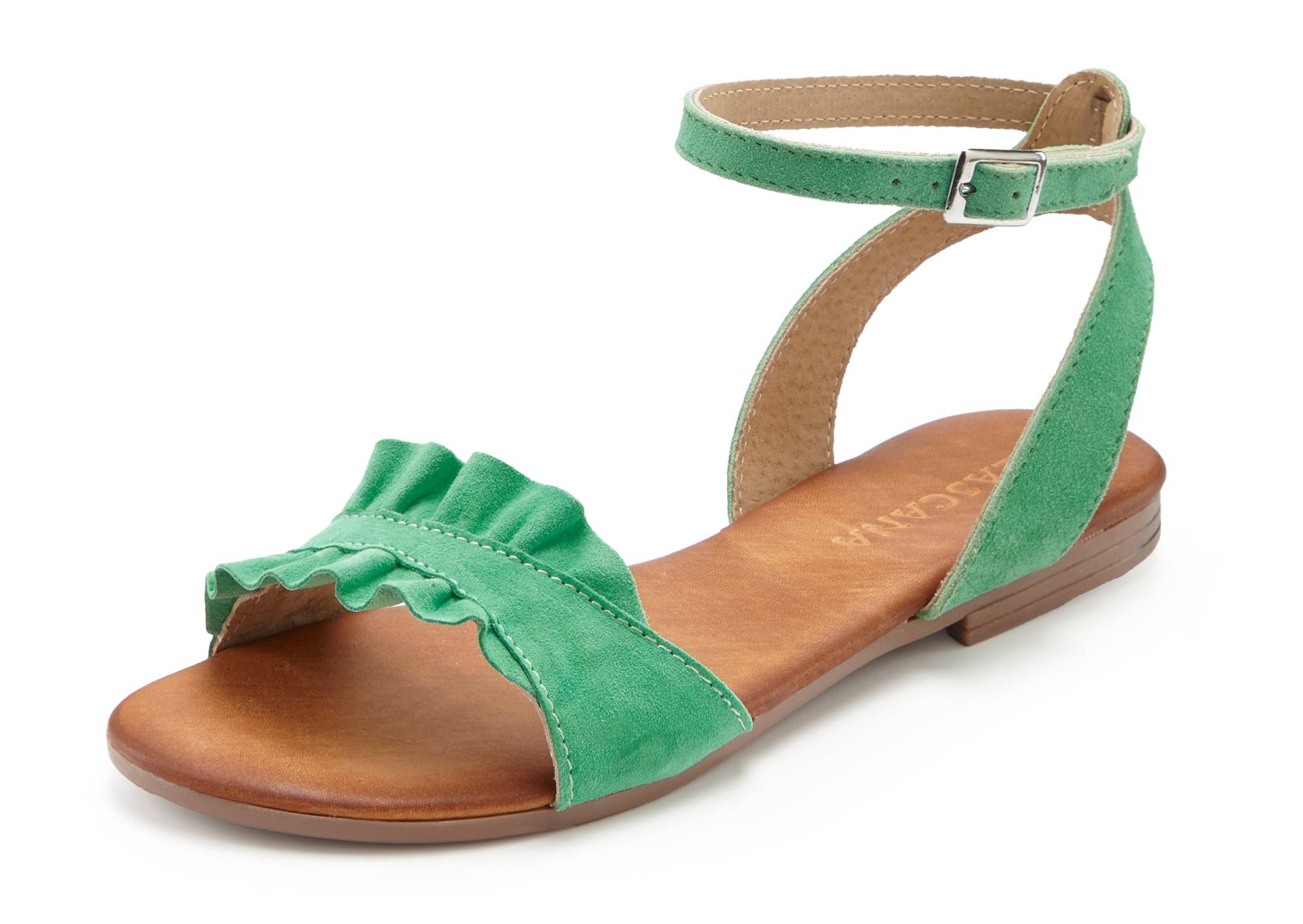 LASCANA Sandale, Sandalette, Sommerschuh aus hochwertigem Leder mit kleinen Rüschen LASCANA Sandale, Sandalette, Sommerschuh aus hochwertigem Leder mit kleinen Rüschen von Lascana