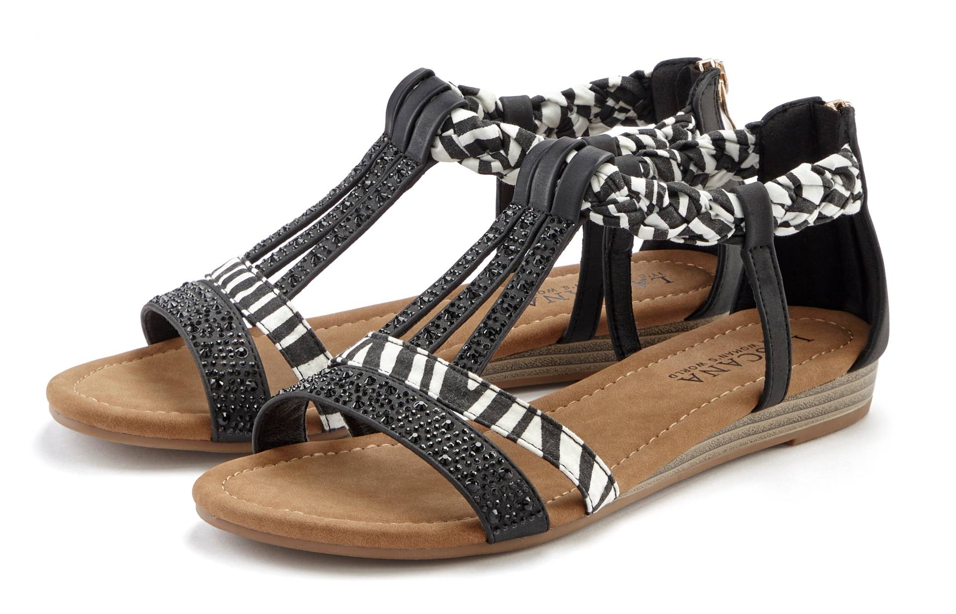 LASCANA Sandale, Sandalette, Sommerschuh mit Verzierung und kleinem Keilabsatz VEGAN von Lascana