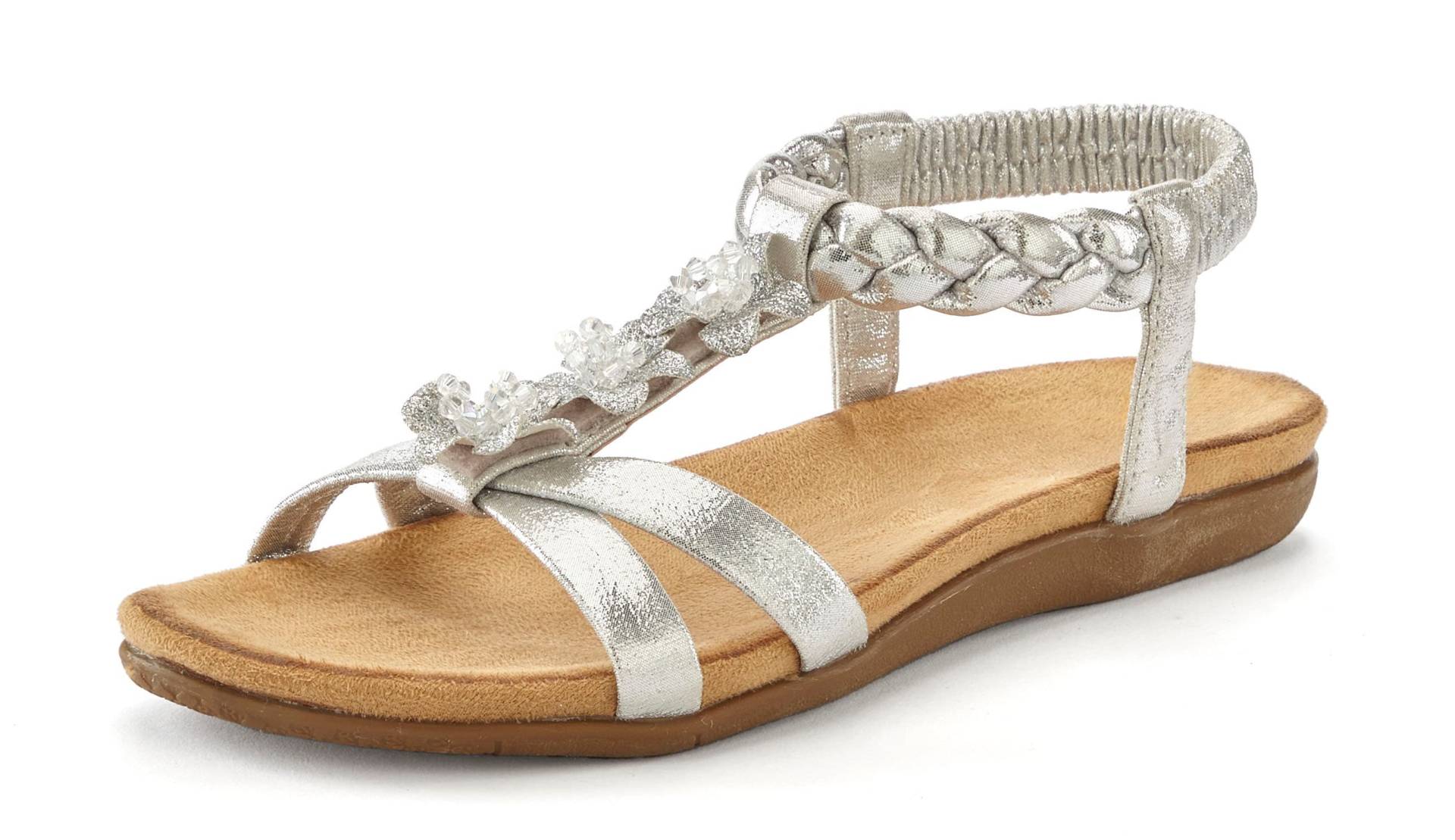 LASCANA Sandale, Sandalette, Sommerschuh mit Schmucksteinchen und elastischem Riemchen LASCANA Sandale, Sandalette, Sommerschuh mit Schmucksteinchen und elastischem Riemchen von Lascana