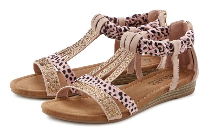 LASCANA Sandale, Sandalette, Sommerschuh mit Verzierung und kleinem Keilabsatz VEGAN von Lascana