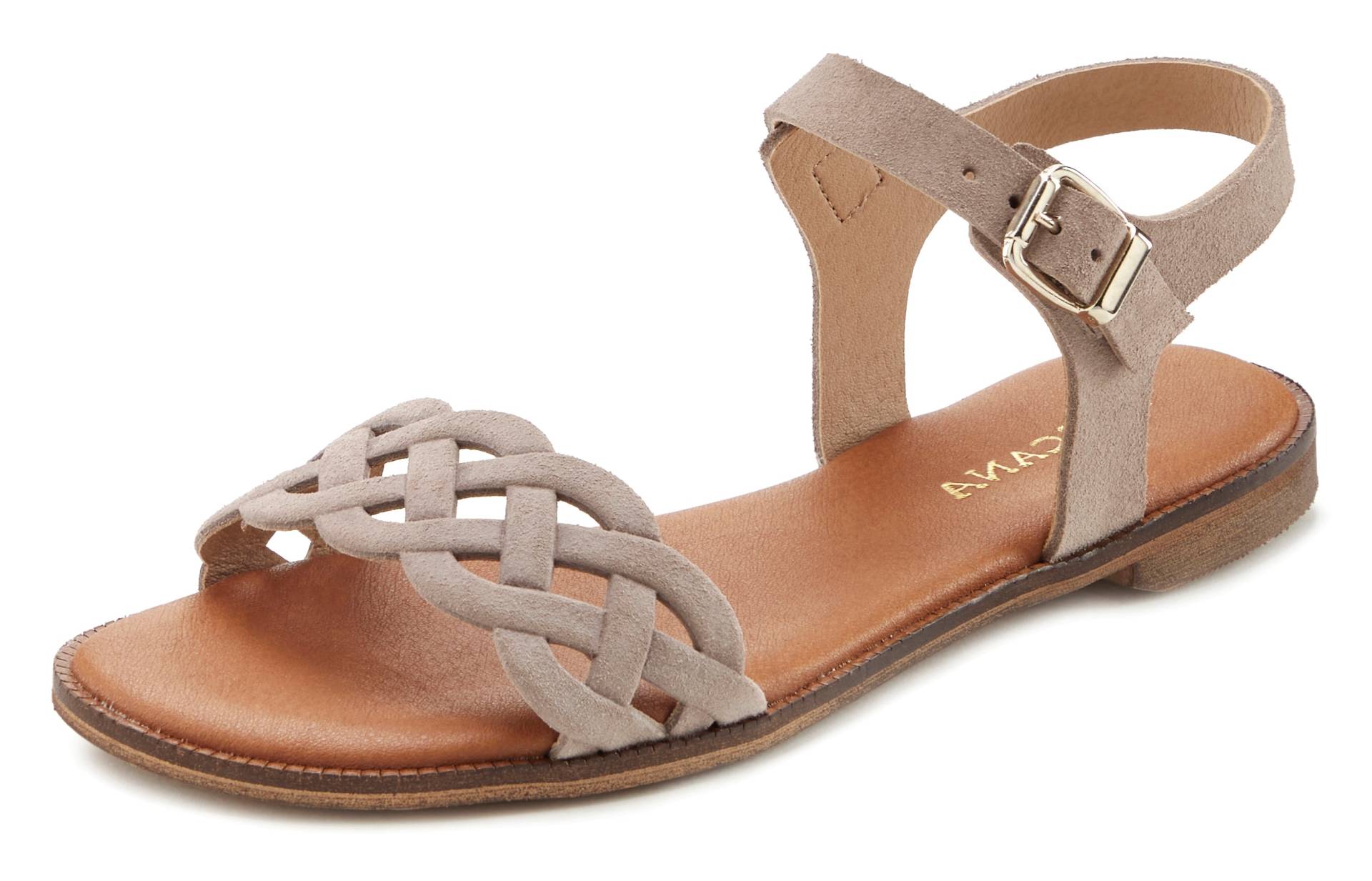 LASCANA Sandale, Sandalette, Sommerschuh aus Leder mit Cut-Outs und weicher Innensohle