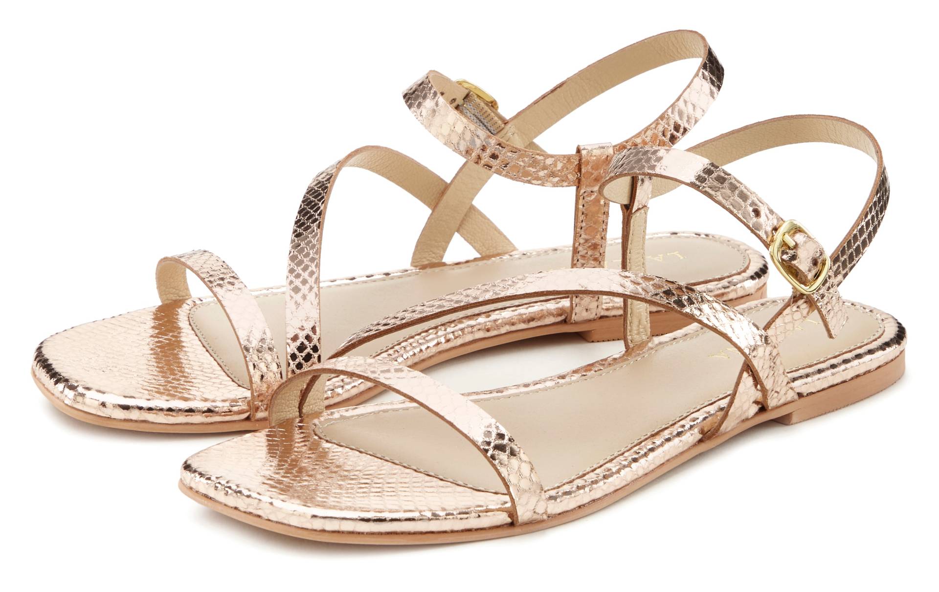 LASCANA Sandale, Sandalette, Sommerschuh aus Leder mit modischer Metallic-Optik LASCANA Sandale, Sandalette, Sommerschuh aus Leder mit modischer Metallic-Optik von Lascana