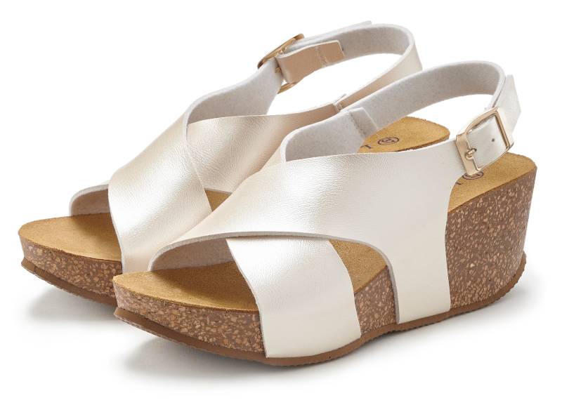 LASCANA Sandalette, Sommerschuh mit Keilabsatz und Korkfussbett von Lascana