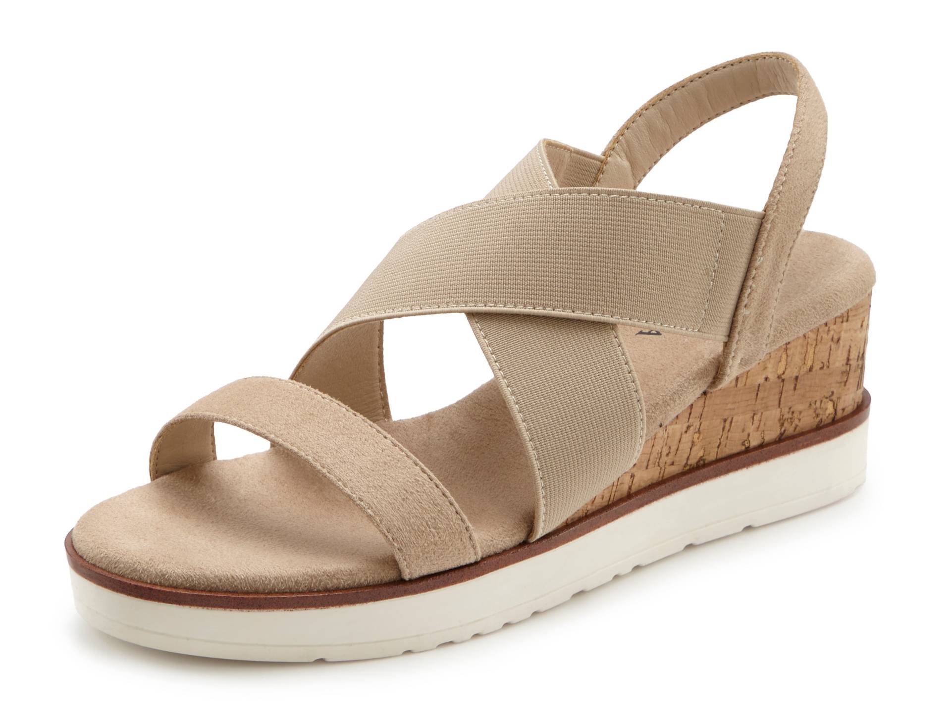 LASCANA Sandalette, Sandale, Sommerschuh mit Keilabsatz und elastischen Riemen VEGAN von Lascana