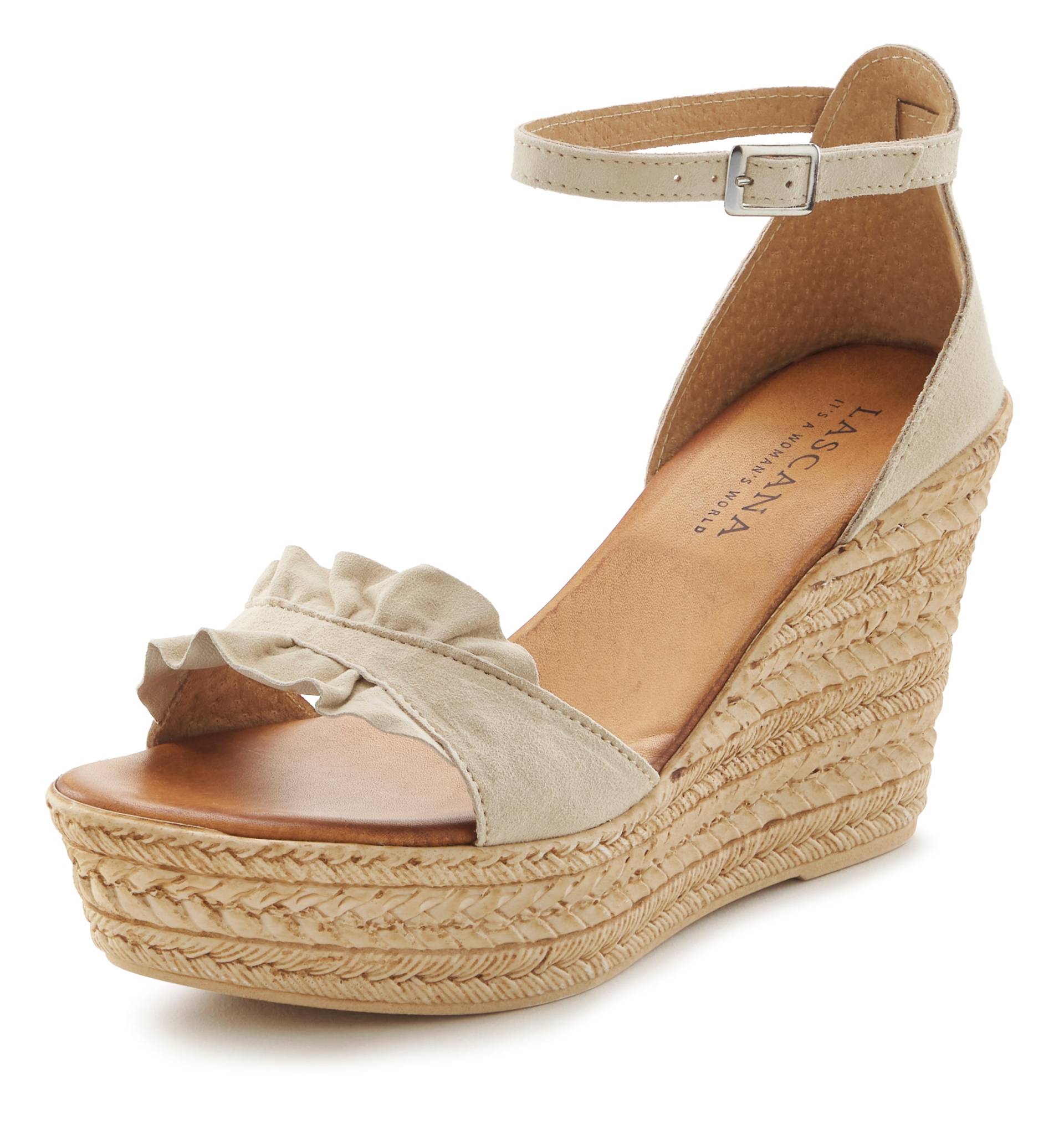 LASCANA Sandalette, Sandale, Sommerschuh aus Leder mit Keilabsatz LASCANA Sandalette, Sandale, Sommerschuh aus Leder mit Keilabsatz von Lascana