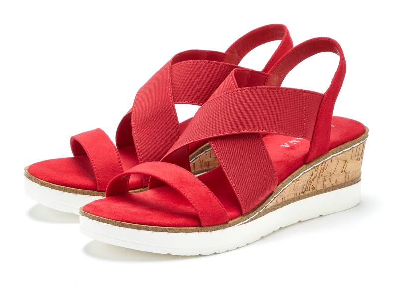 LASCANA Sandalette, Sandale, Sommerschuh mit Keilabsatz und elastischen Riemen VEGAN von Lascana