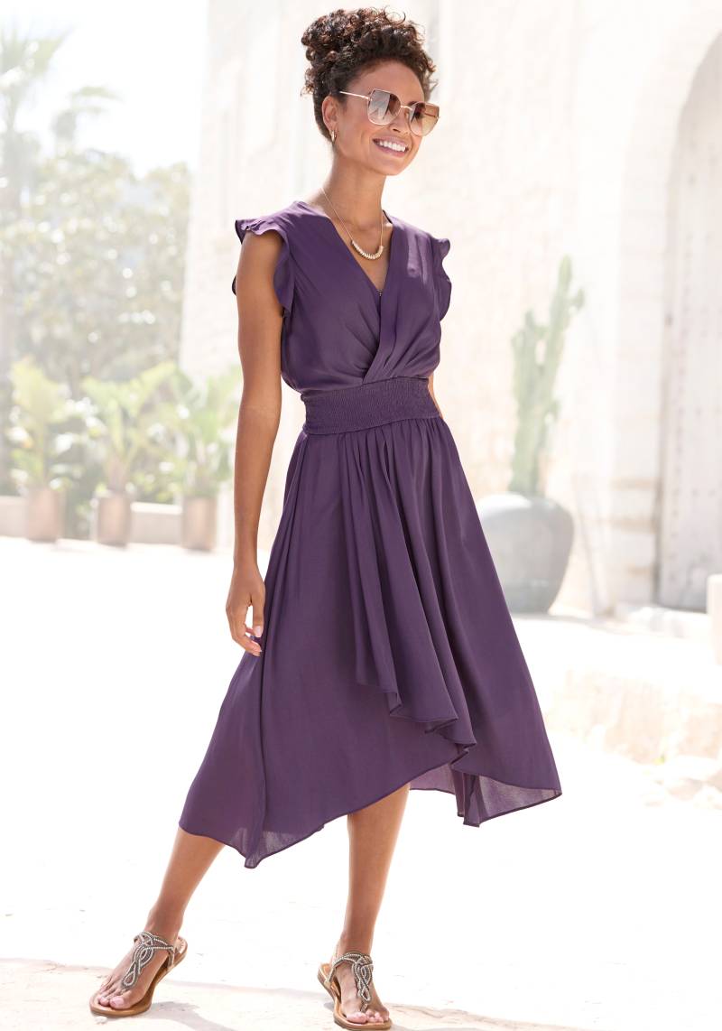 LASCANA Satinkleid, mit kurzen Ärmeln, Sommerkleid von Lascana