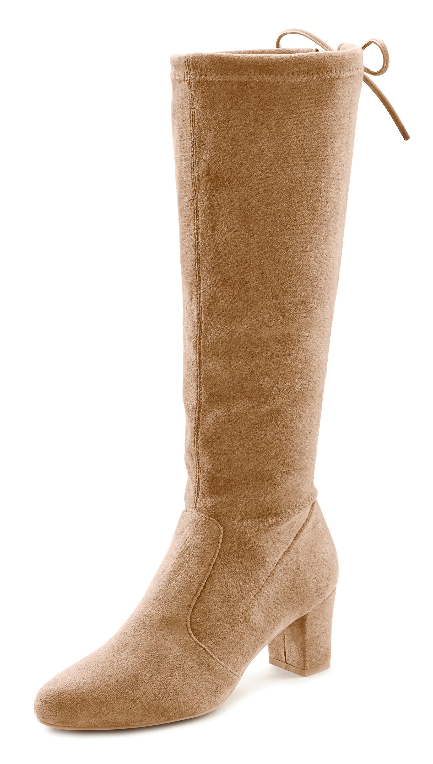 LASCANA Schlupfstiefel, Schlupfboots, Slouchy Boots, Slip-On, Stretch & Blockabsatz von Lascana