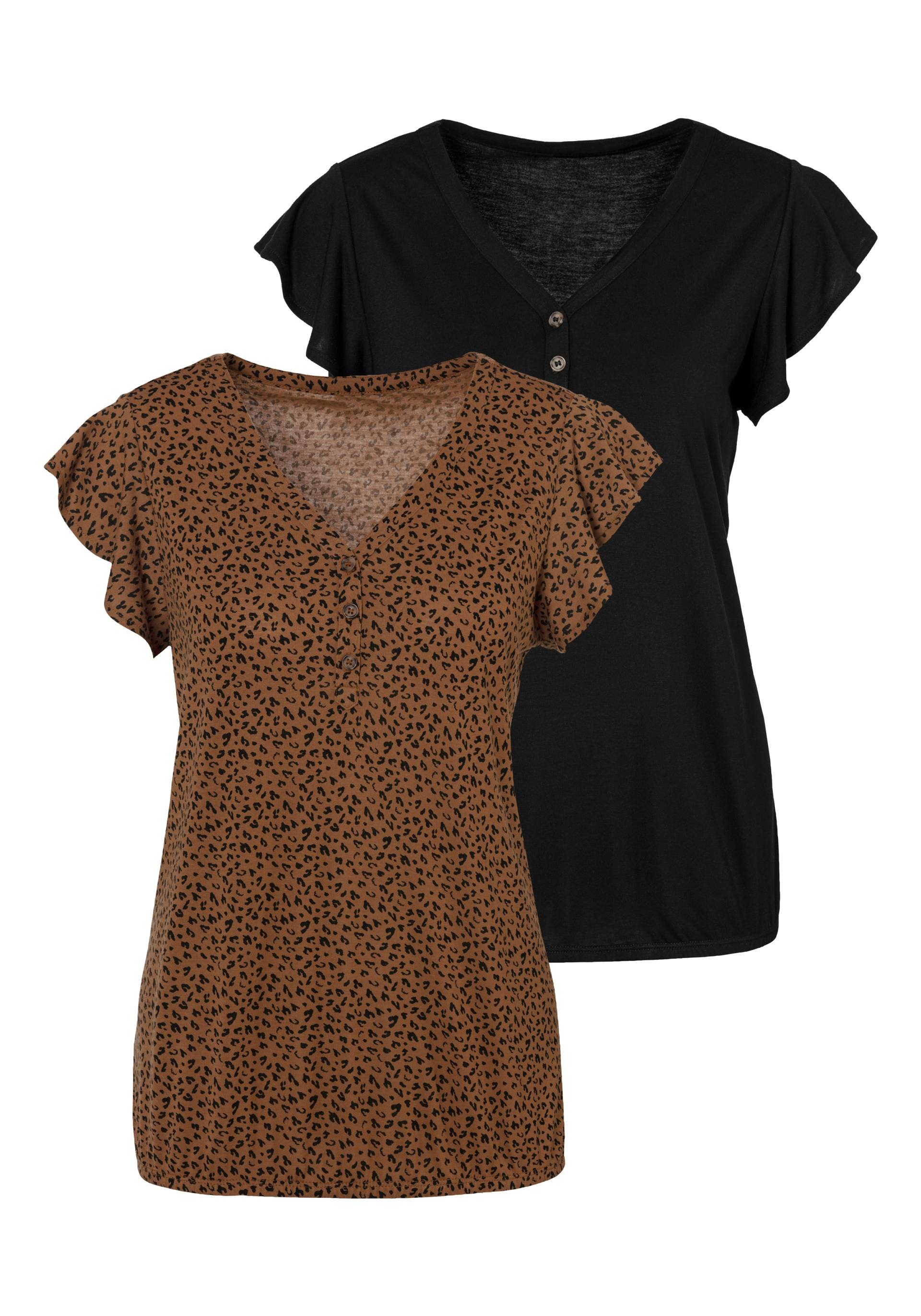 LASCANA Shirttop »mit Knopfleiste und Flügelärmelchen«, (2er-Pack), aus weicher Viskose-Qualität LASCANA Shirttop »mit Knopfleiste und Flügelärmelchen«, (2er-Pack), aus weicher Viskose-Qualität von Lascana