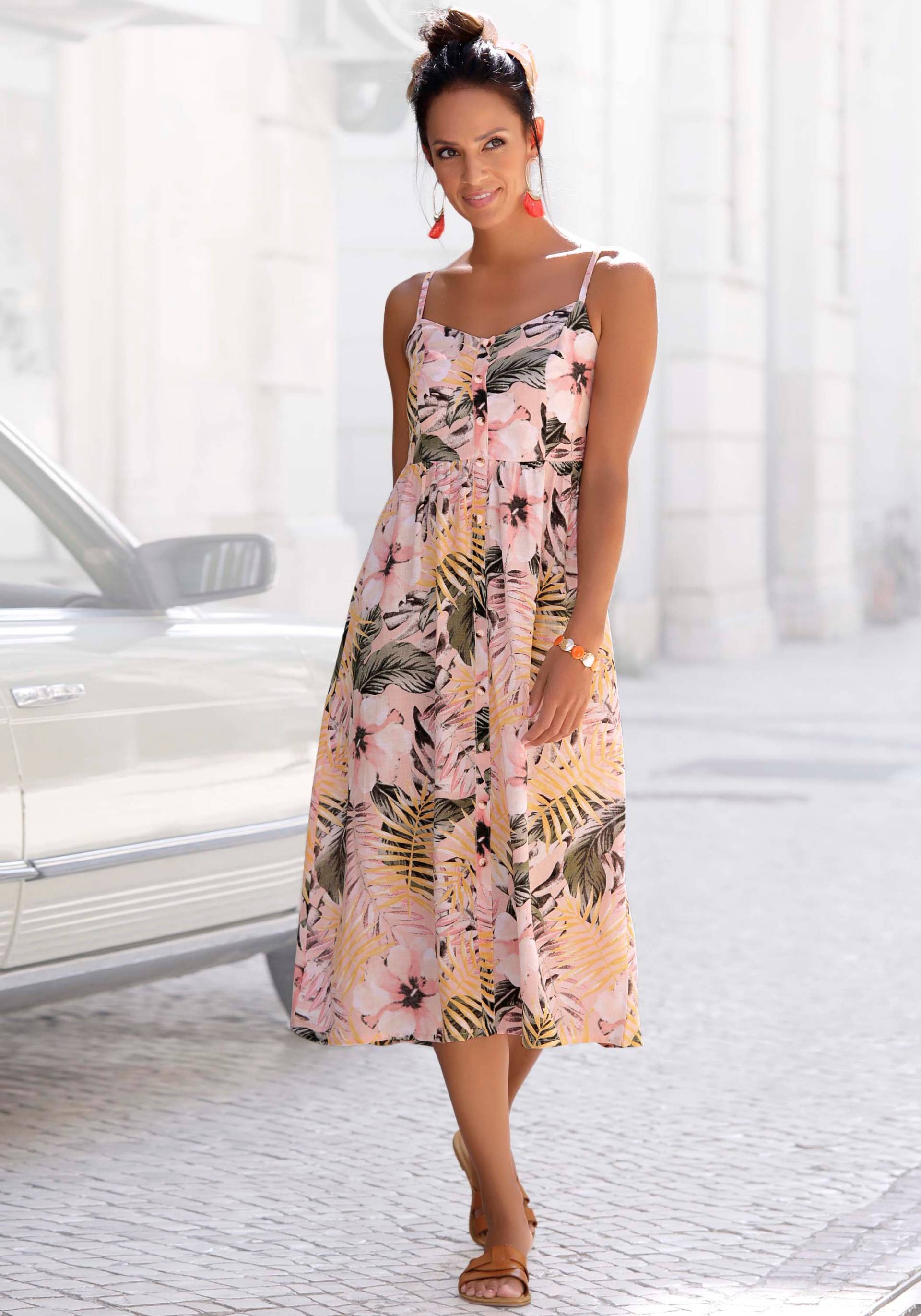LASCANA Sommerkleid, aus Leinenmix, Midikleid mit Knopfleiste vorne, Strandkleid LASCANA Sommerkleid, aus Leinenmix, Midikleid mit Knopfleiste vorne, Strandkleid von Lascana