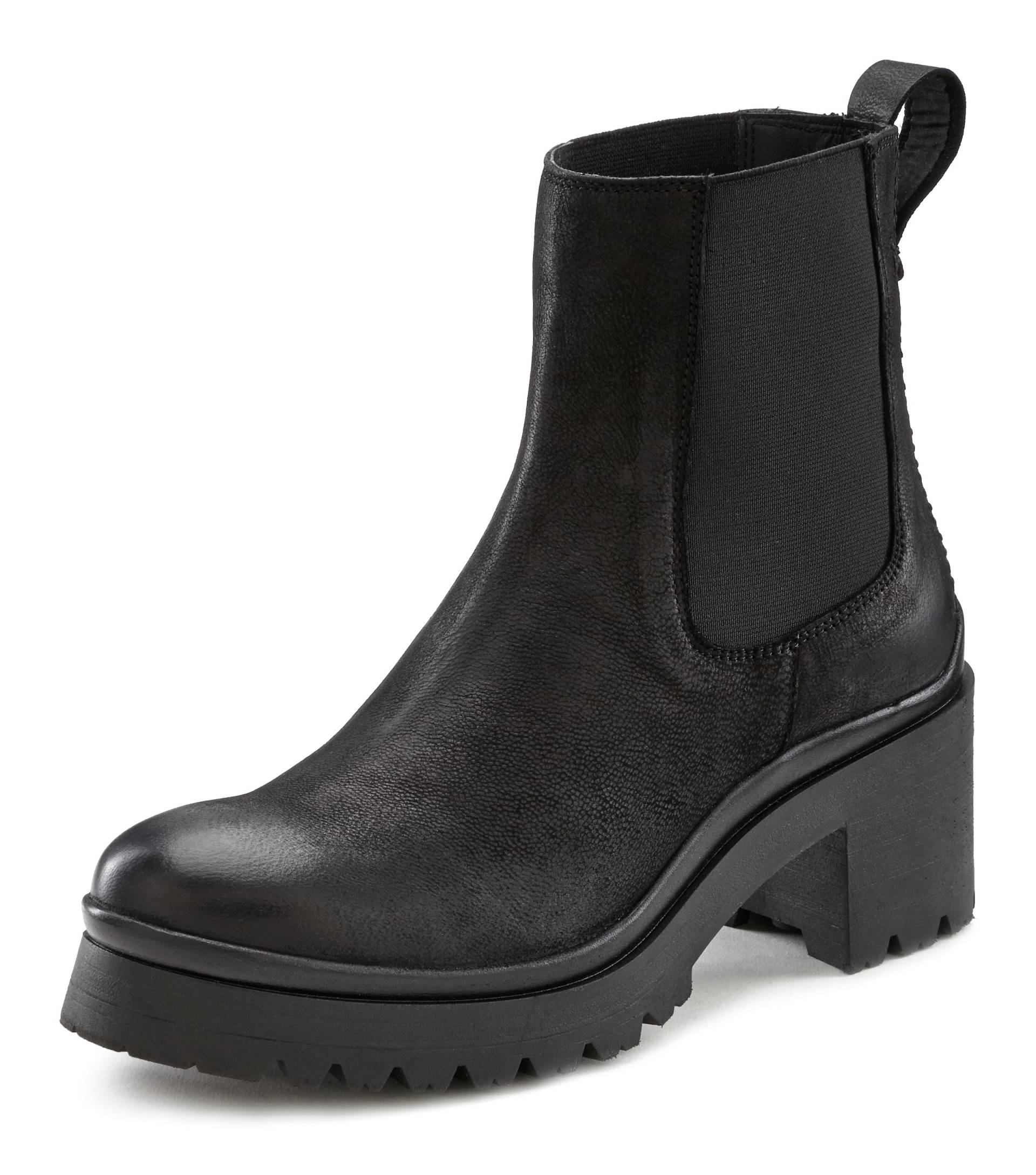 LASCANA Chelseaboots, aus Leder mit modischem Blockabsatz, Ankle Boots, Stiefelette von Lascana