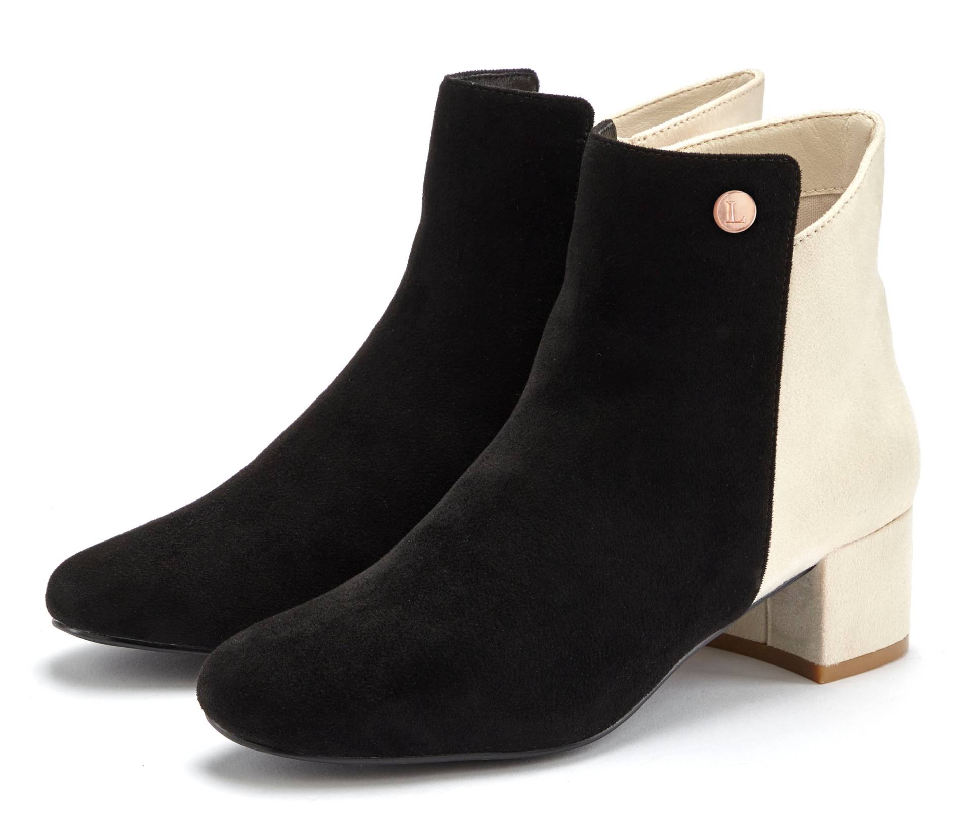 LASCANA Stiefelette, mit raffiniertem Detail und Blockabsatz, kurzer Stiefel VEGAN LASCANA Stiefelette, mit raffiniertem Detail und Blockabsatz, kurzer Stiefel VEGAN von Lascana