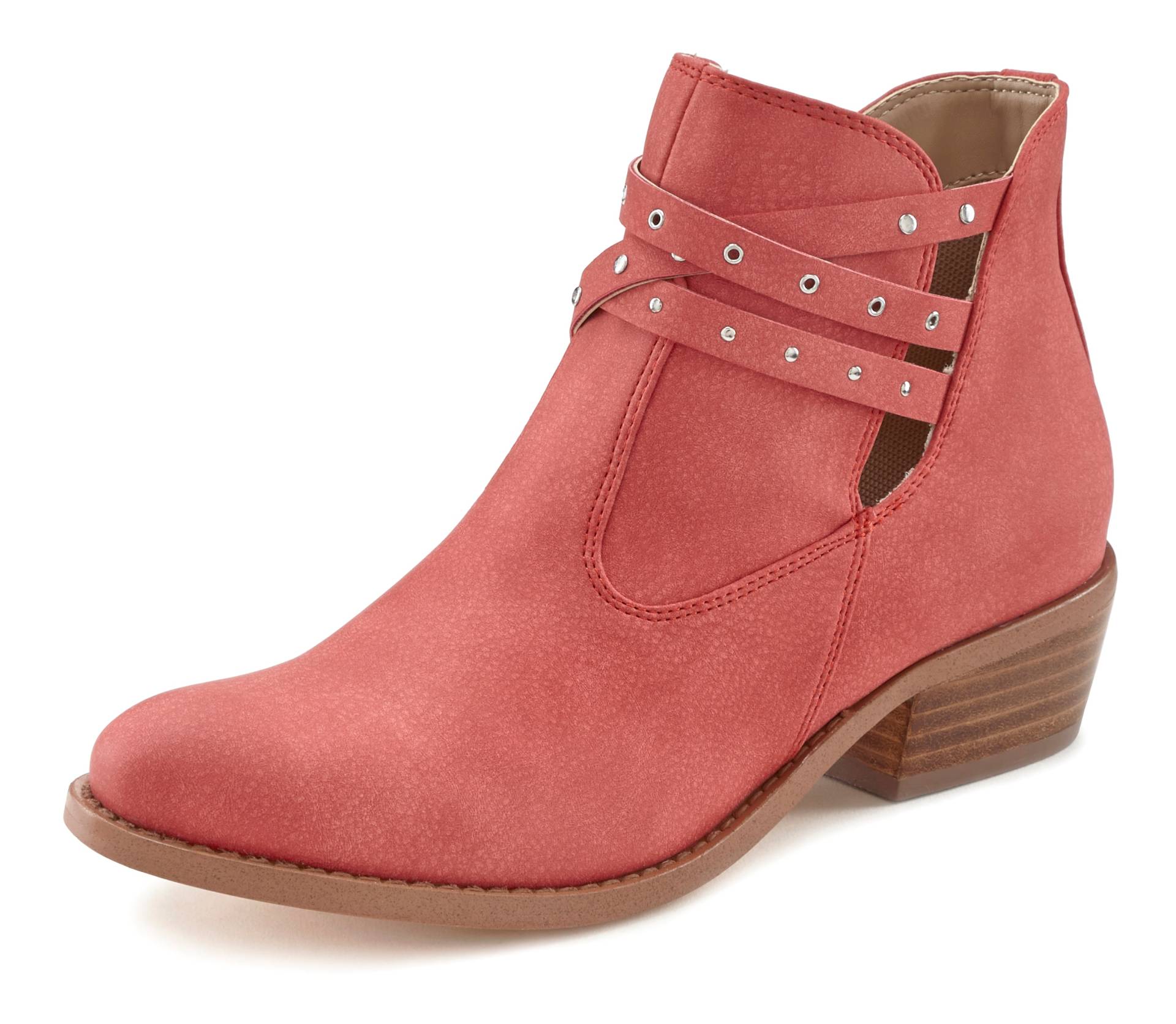 LASCANA Westernstiefelette, Cowboy Boots, Ankle Stiefelette mit Zierbändern & Blockabsatz VEGAN LASCANA Westernstiefelette, Cowboy Boots, Ankle Stiefelette mit Zierbändern & Blockabsatz VEGAN von Lascana
