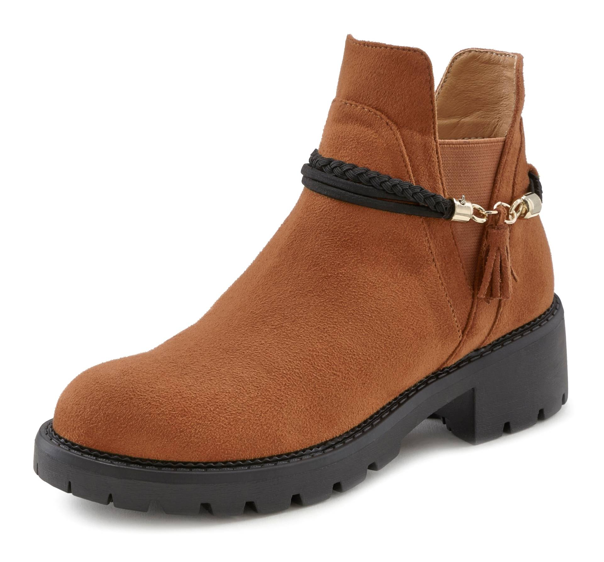 LASCANA Chelseaboots, mit abnehmbarem Band und Chunky-Sohle, Ankle Boots, Stiefelette LASCANA Chelseaboots, mit abnehmbarem Band und Chunky-Sohle, Ankle Boots, Stiefelette von Lascana