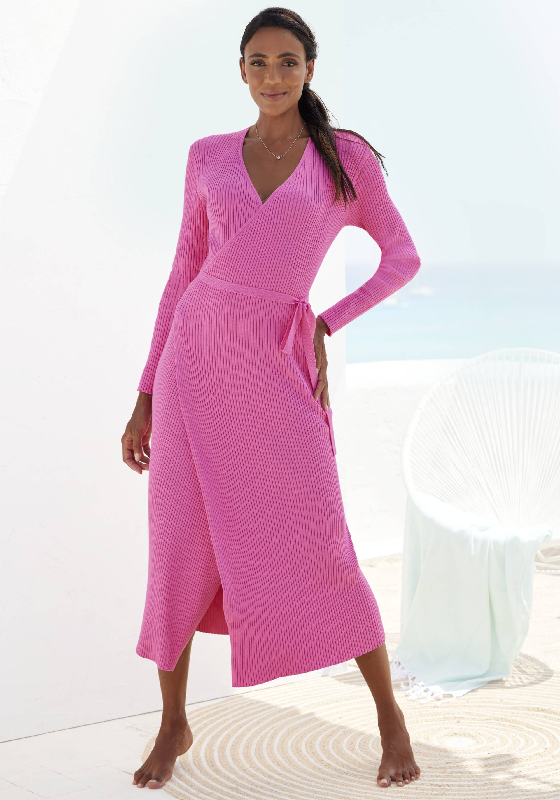 LASCANA Strickkleid, Loungekleid zum wickeln mit Taillengürtel, Loungewear LASCANA Strickkleid, Loungekleid zum wickeln mit Taillengürtel, Loungewear von Lascana
