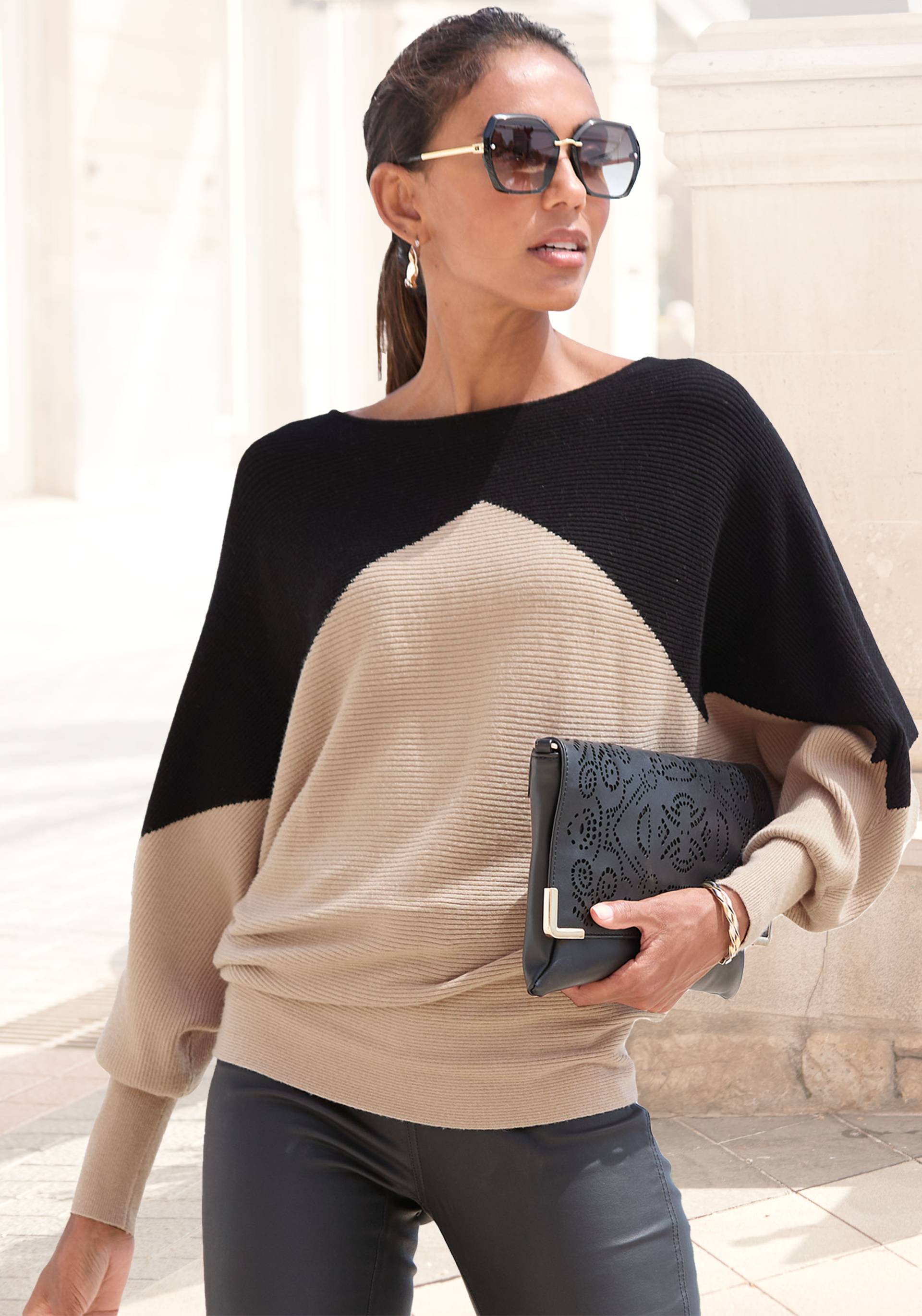 LASCANA Strickpullover, mit Colorblock-Optik Fledermausärmel, modisch LASCANA Strickpullover, mit Colorblock-Optik Fledermausärmel, modisch von Lascana