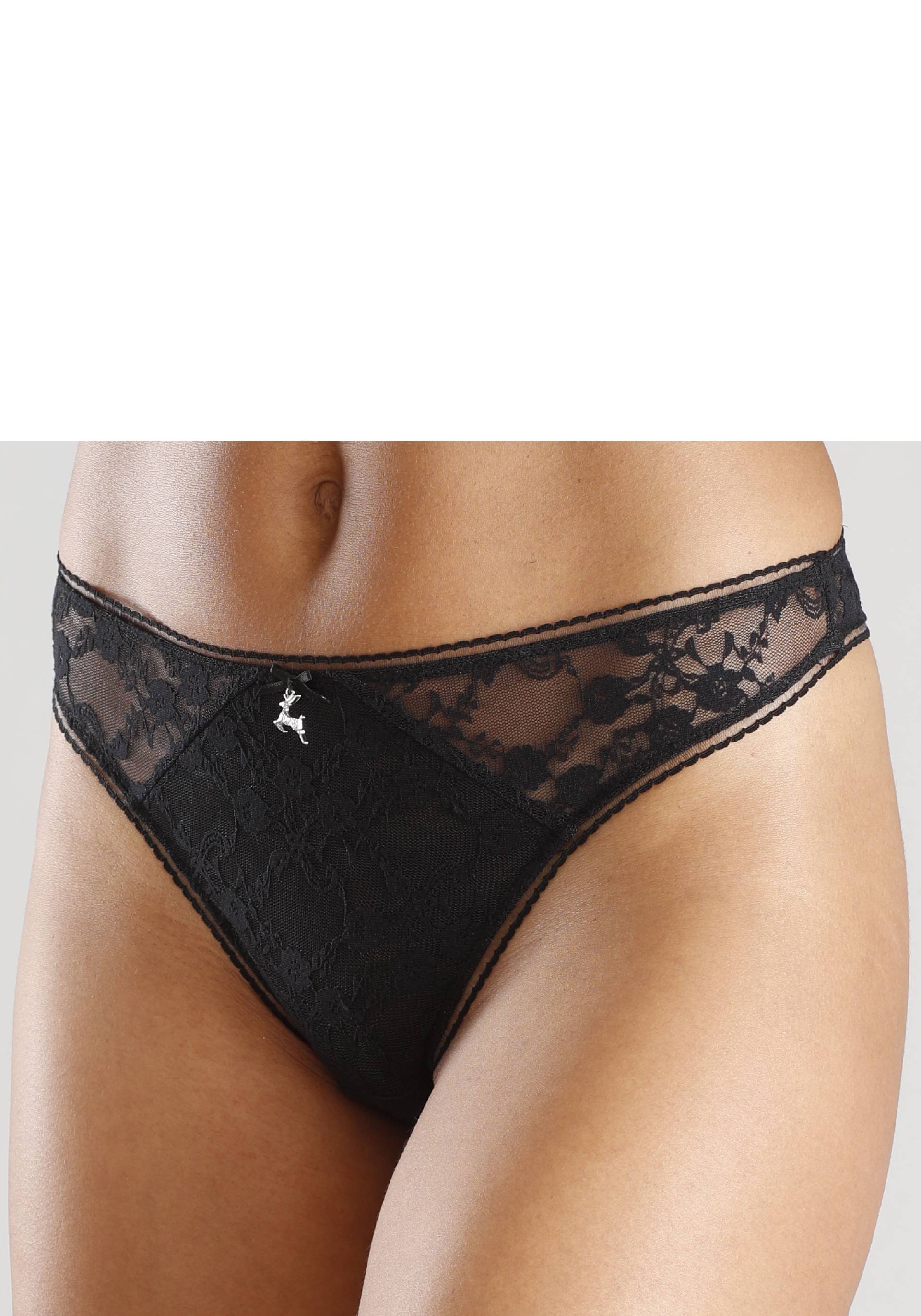 LASCANA String, aus zarter Jacquardspitze mit hübschem Accessoire LASCANA String, aus zarter Jacquardspitze mit hübschem Accessoire von Lascana