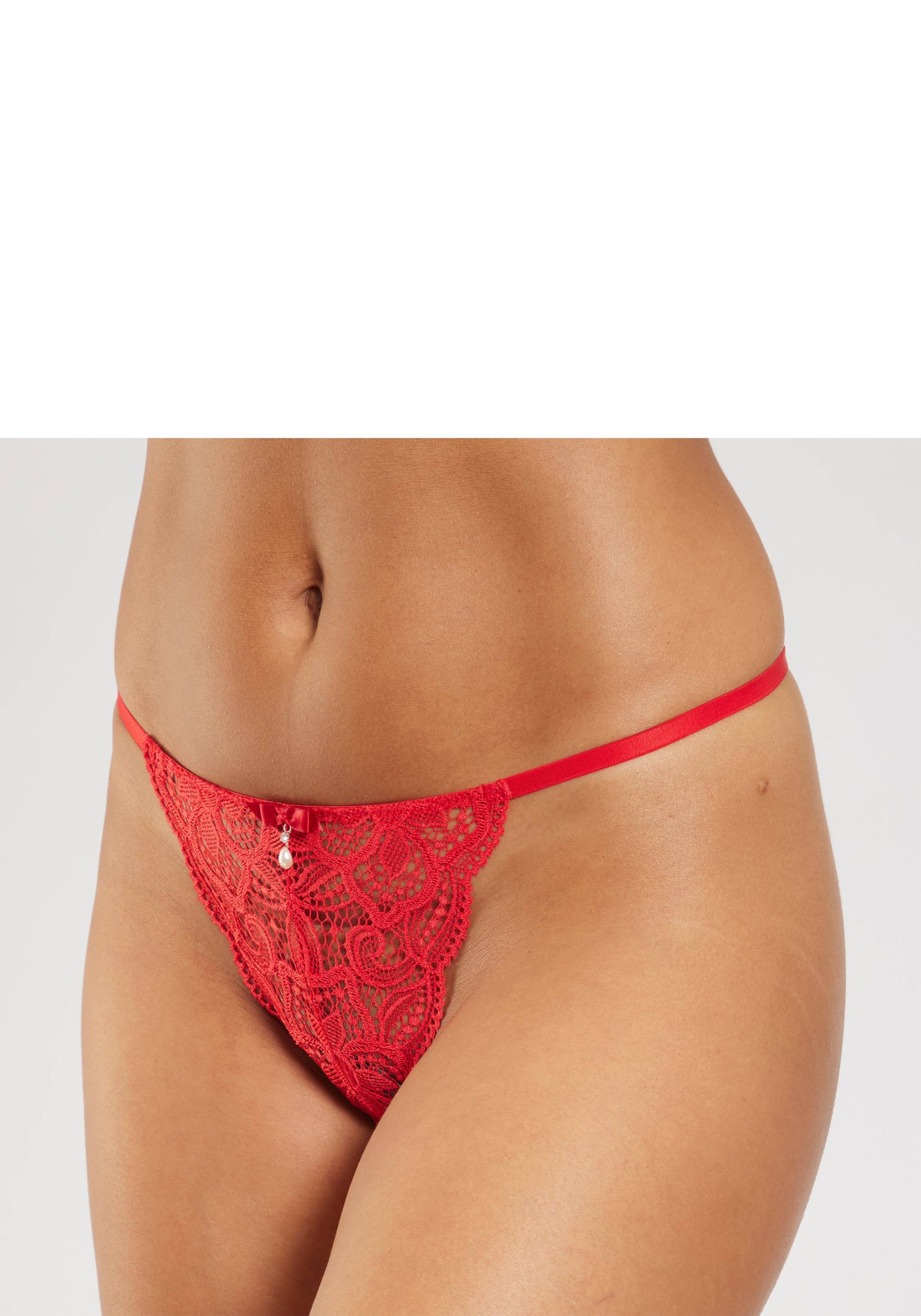 LASCANA String »Nikoletta«, aus floraler Spitze mit Accessoire in Perlenoptik LASCANA String »Nikoletta«, aus floraler Spitze mit Accessoire in Perlenoptik von Lascana