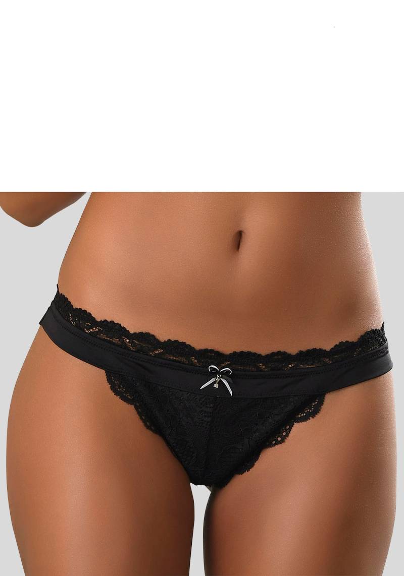 LASCANA String »Premium Dessous«, aus zarter Spitze mit feiner Zierschleife und Accessoire von Lascana