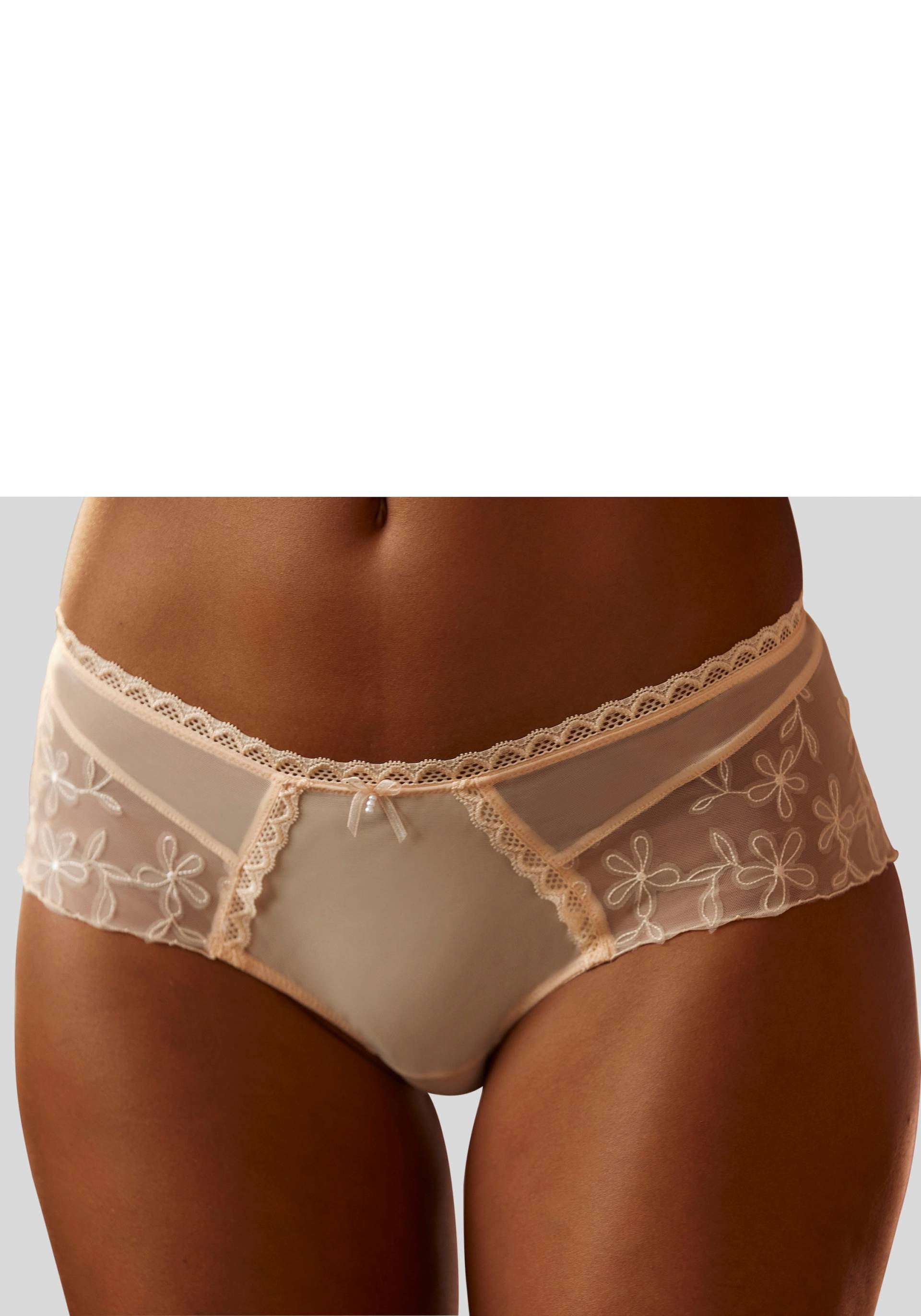 LASCANA Stringpanty, aus transparentem Soft-Mesh und extravaganter Stickerei Spitze von Lascana