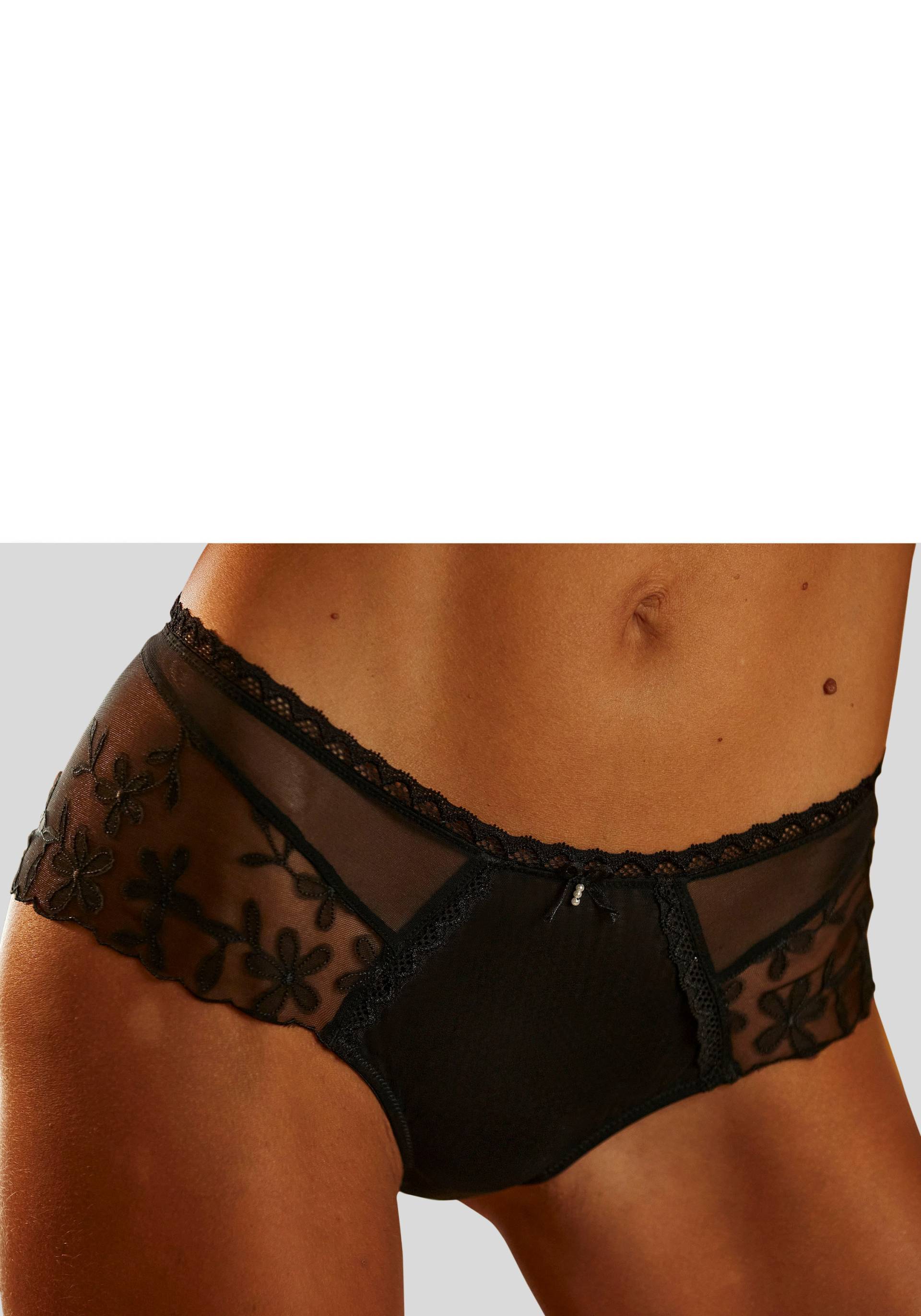 LASCANA Stringpanty, aus transparentem Soft-Mesh und extravaganter Stickerei Spitze von Lascana