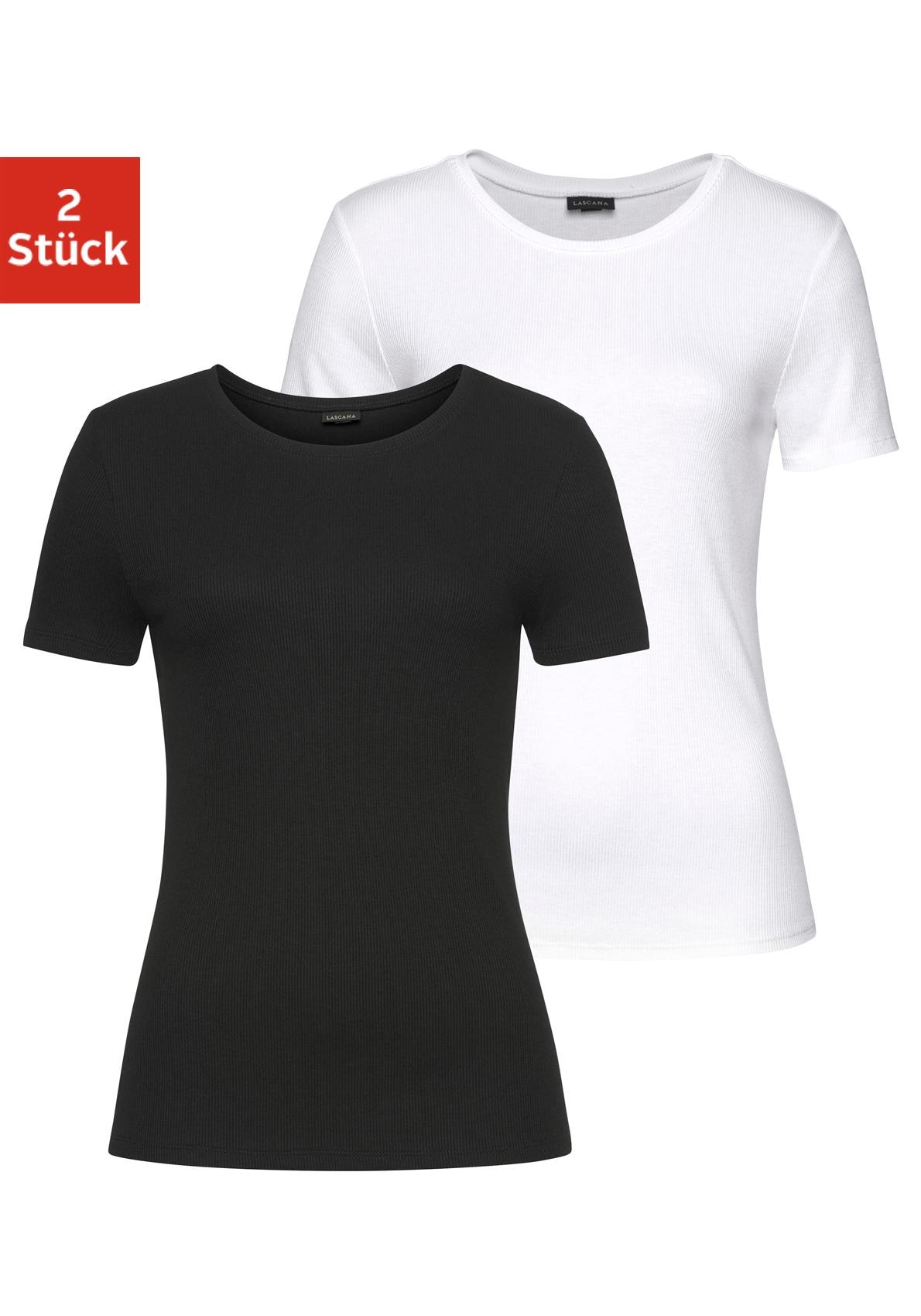 LASCANA T-Shirt, aus weicher Rippware LASCANA T-Shirt, aus weicher Rippware von Lascana