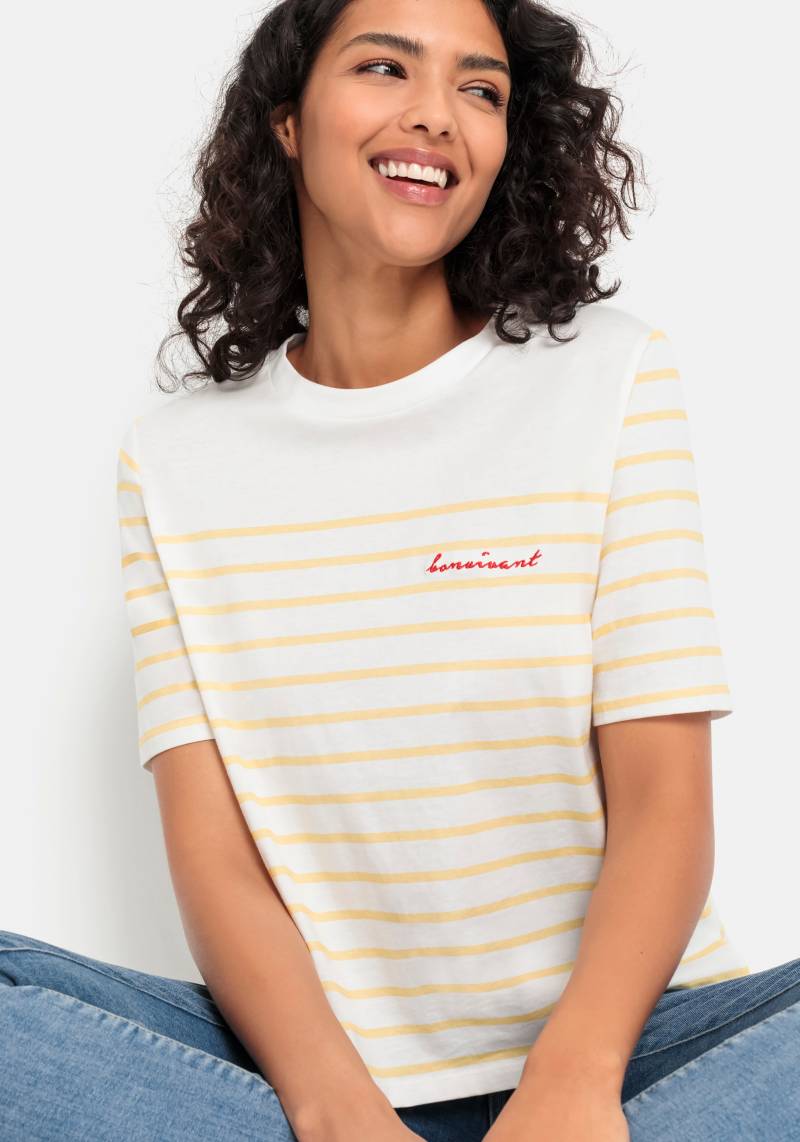 LASCANA T-Shirt, mit Streifen, Kurzarmshirt aus Baumwolle, schlanke Optik, Basic LASCANA T-Shirt, mit Streifen, Kurzarmshirt aus Baumwolle, schlanke Optik, Basic von Lascana