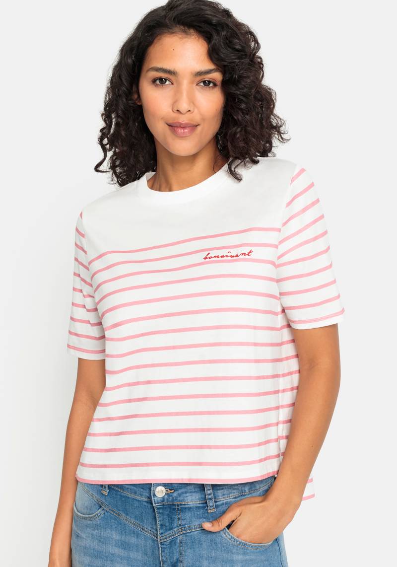 LASCANA T-Shirt, mit Streifen, Kurzarmshirt aus Baumwolle, schlanke Optik, Basic LASCANA T-Shirt, mit Streifen, Kurzarmshirt aus Baumwolle, schlanke Optik, Basic von Lascana