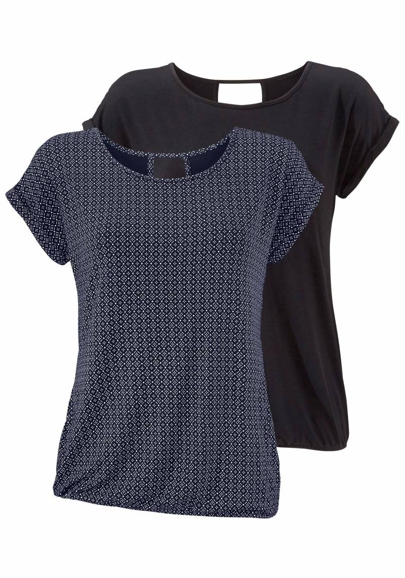 LASCANA Kurzarmshirt »mit modischem Cut-Out«, aus weichem Viskose-Stretch von Lascana