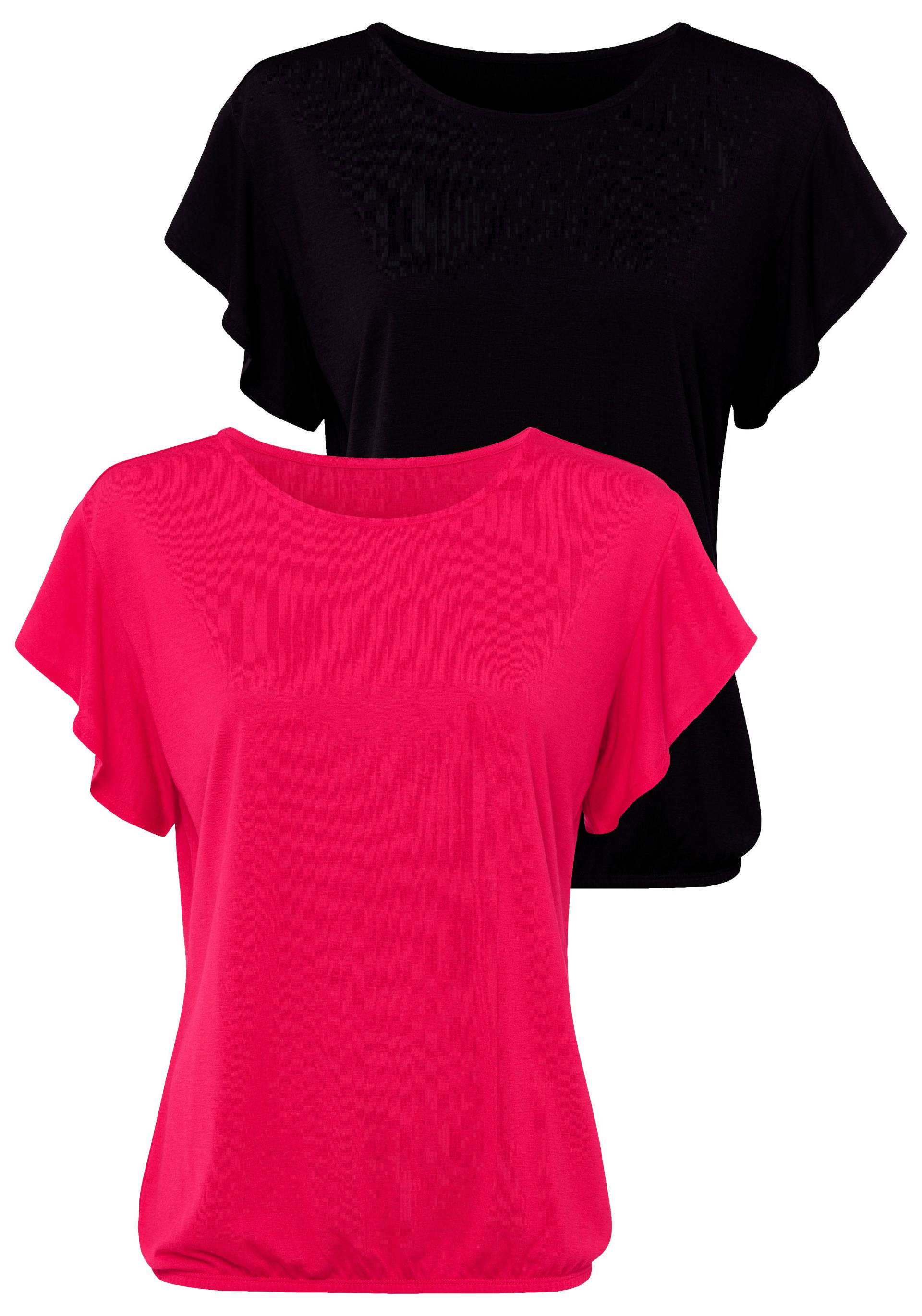 LASCANA Rundhalsshirt »mit dekorativen Flügelärmelchen«, aus weicher Viskose-Qualität LASCANA Rundhalsshirt »mit dekorativen Flügelärmelchen«, aus weicher Viskose-Qualität von Lascana
