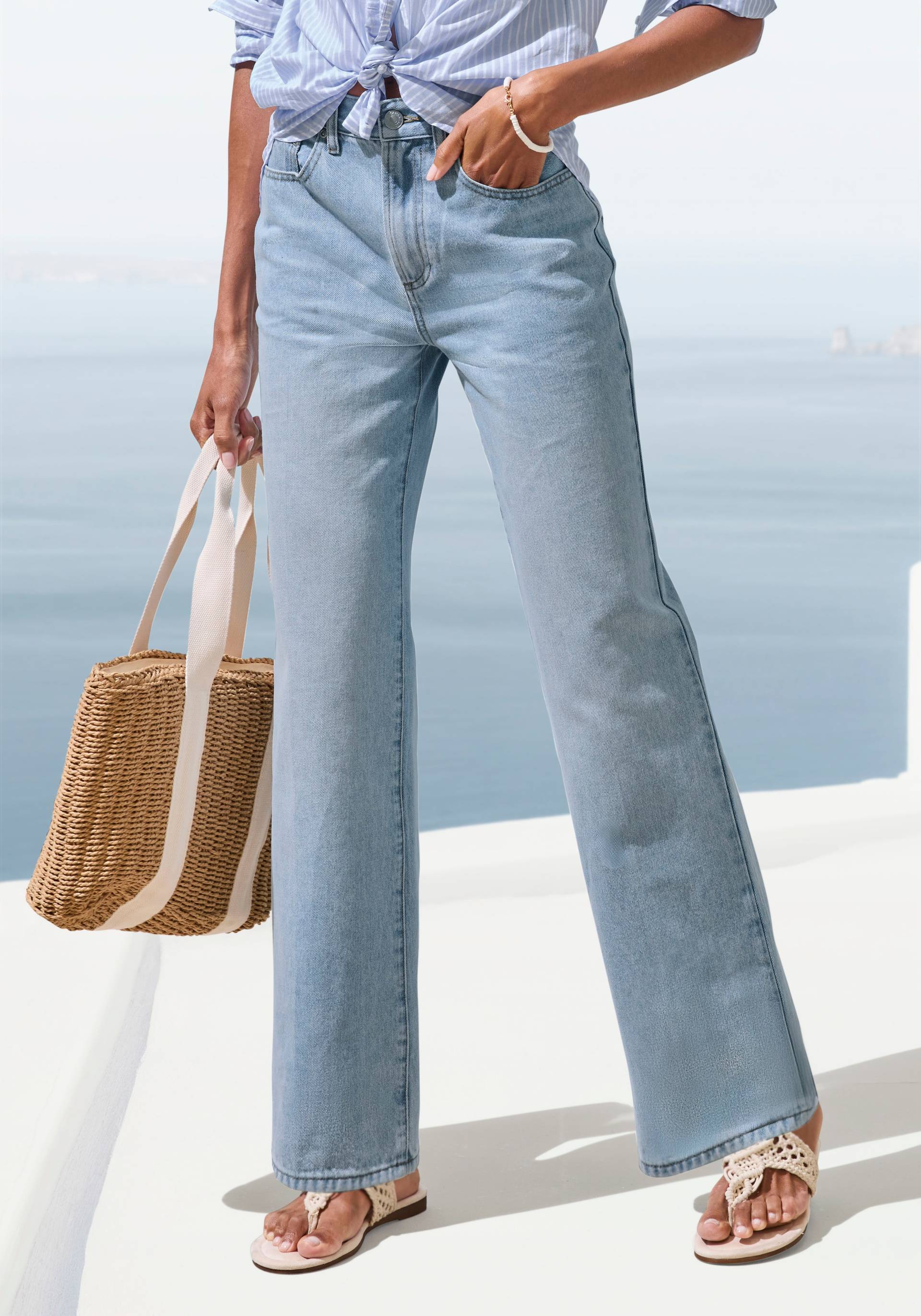 LASCANA Weite Jeans, mit hohem Bund und 5-Pocket-Style, Wide-Leg Jeans von Lascana