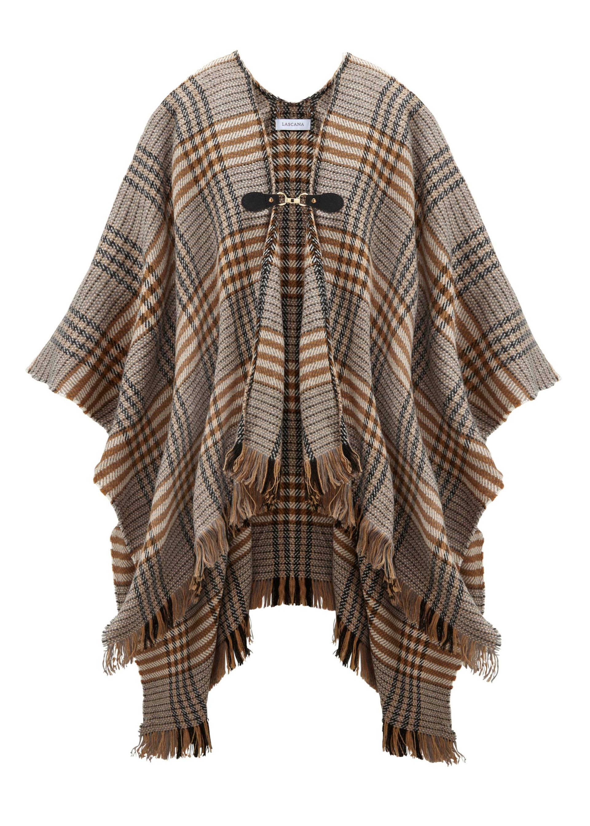 LASCANA Strickponcho »Cape«, modisches Karo Muster & Schnalle, Karotuch, Poncho, Schal, VEGAN von Lascana