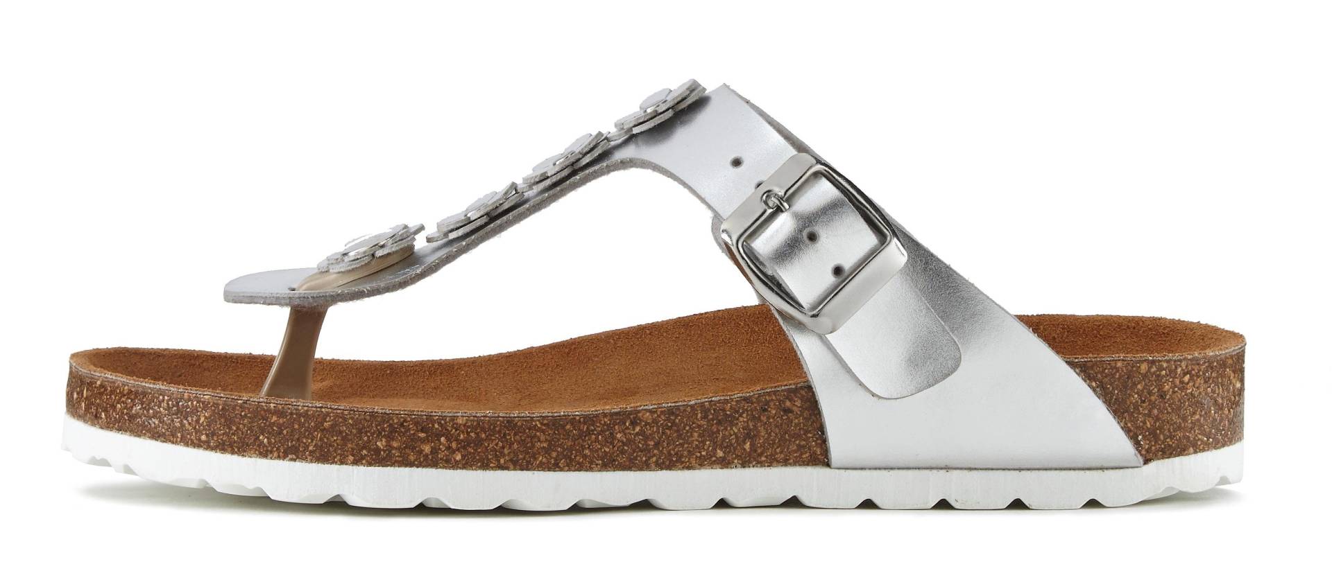 LASCANA Zehentrenner, Sandale, Pantolette mit modischer Applikation und Korkfussbett LASCANA Zehentrenner, Sandale, Pantolette mit modischer Applikation und Korkfussbett von Lascana