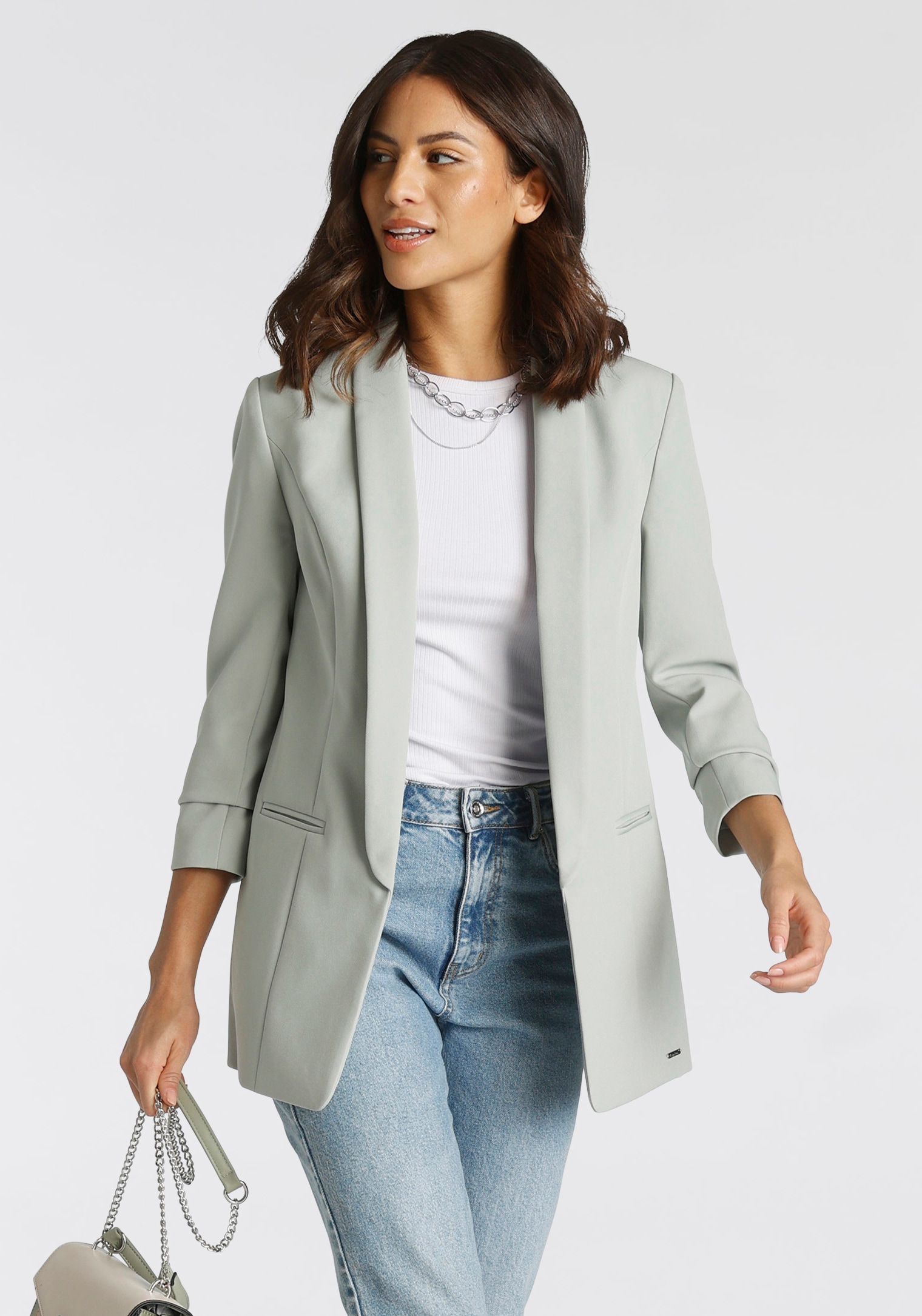 Laura Scott Longblazer, mit gerafften Ärmeln Laura Scott Longblazer, mit gerafften Ärmeln von Laura Scott