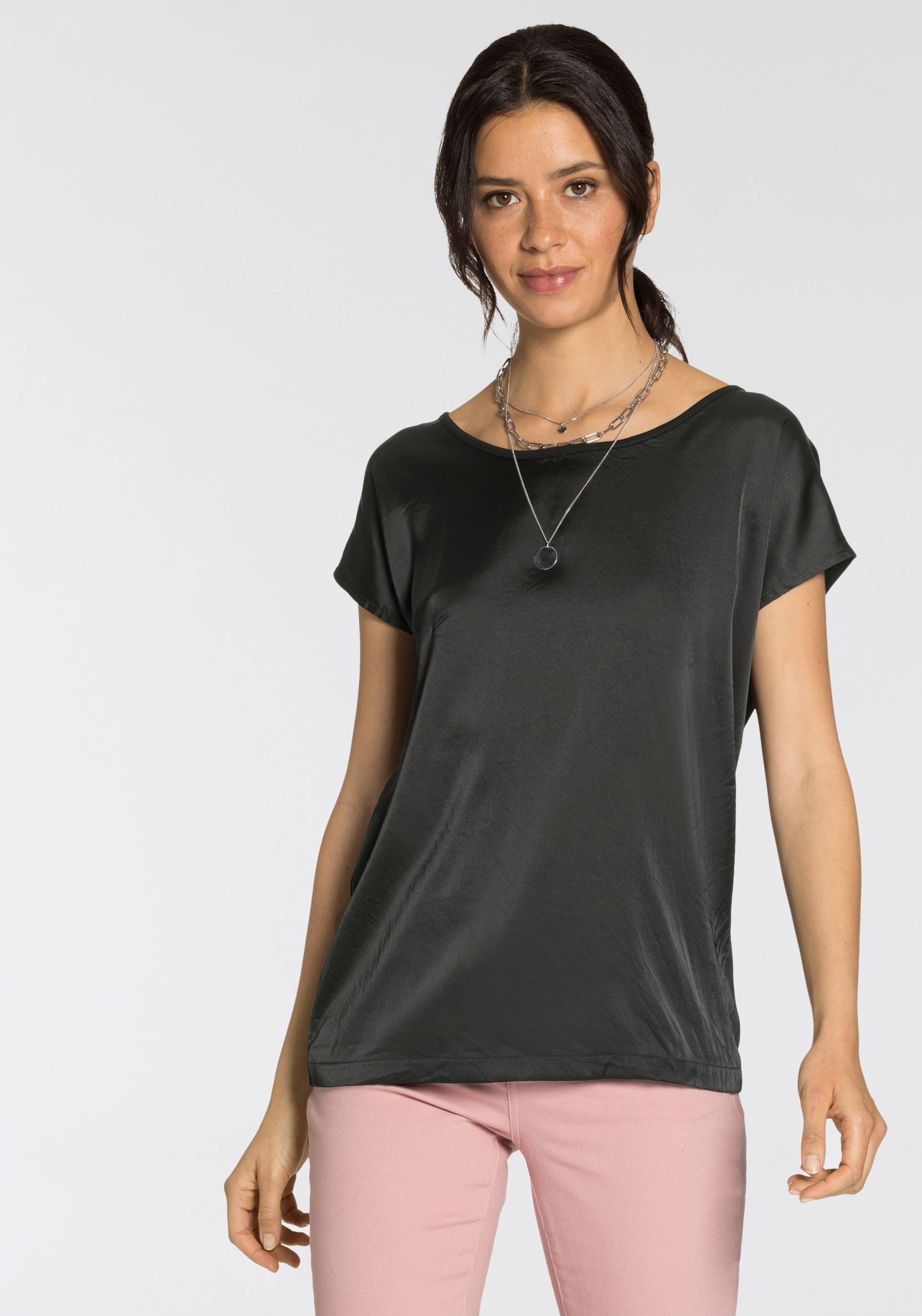 Laura Scott Shirtbluse, aus Satin und Jersey Laura Scott Shirtbluse, aus Satin und Jersey von Laura Scott