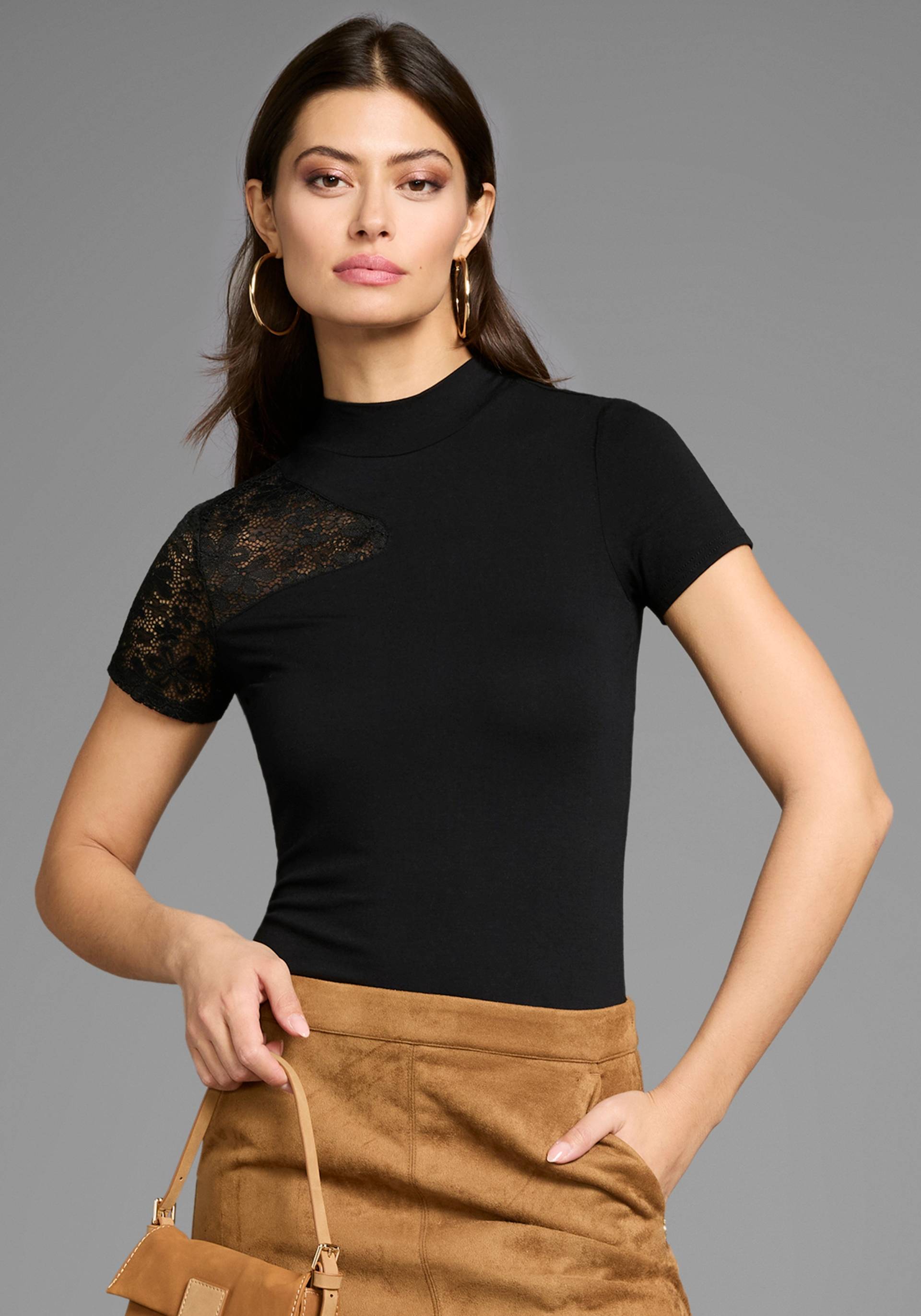 Laura Scott T-Shirt, mit edlem Spitzeneinsatz Laura Scott T-Shirt, mit edlem Spitzeneinsatz von Laura Scott