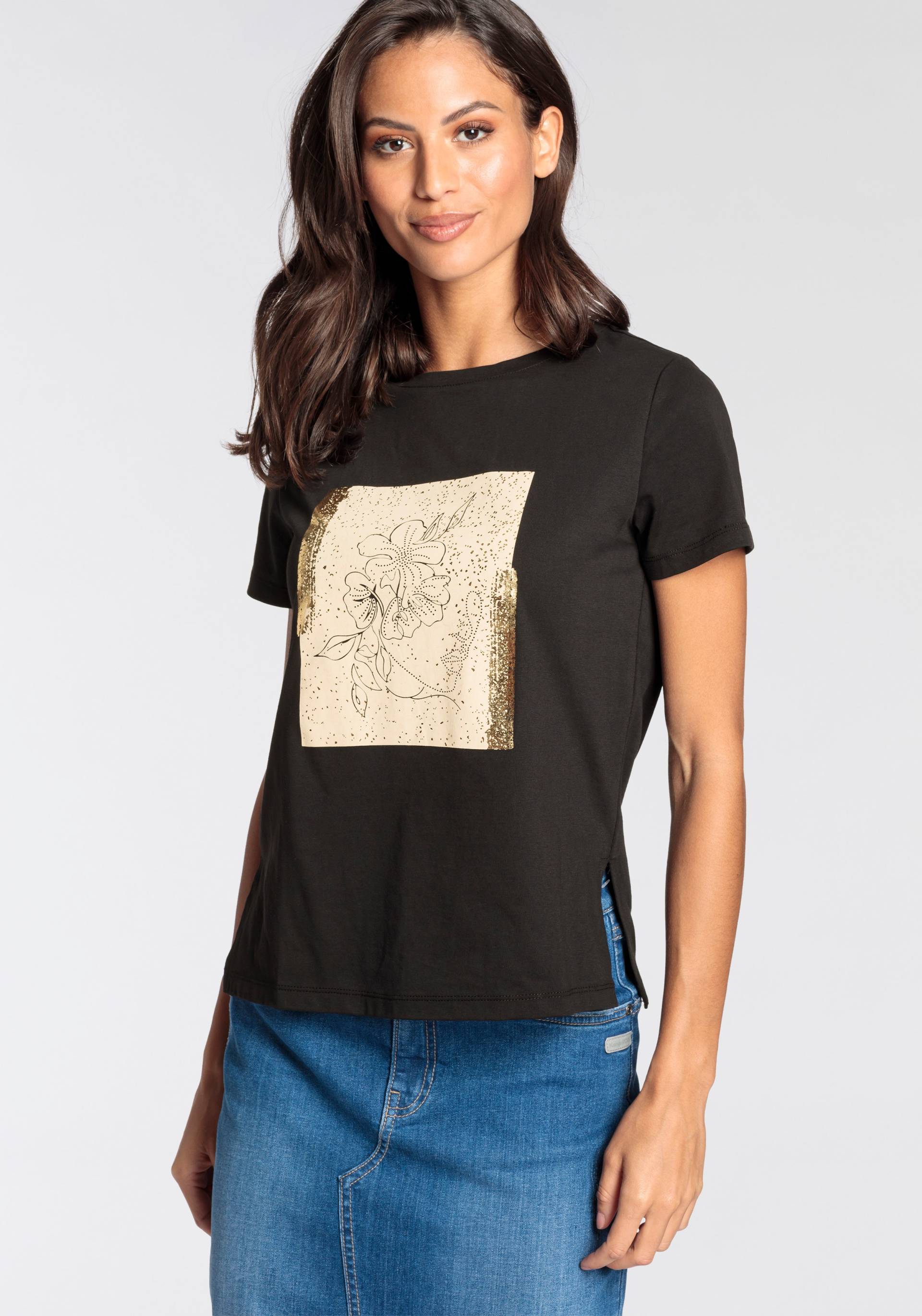 Laura Scott T-Shirt, mit goldfarbenen Print - NEUE KOLLEKTION von Laura Scott