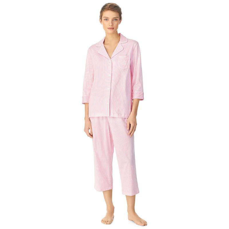 Langer Pyjama, 3/4-Ärmel, gestreift, Baumwolle von Lauren Ralph Lauren