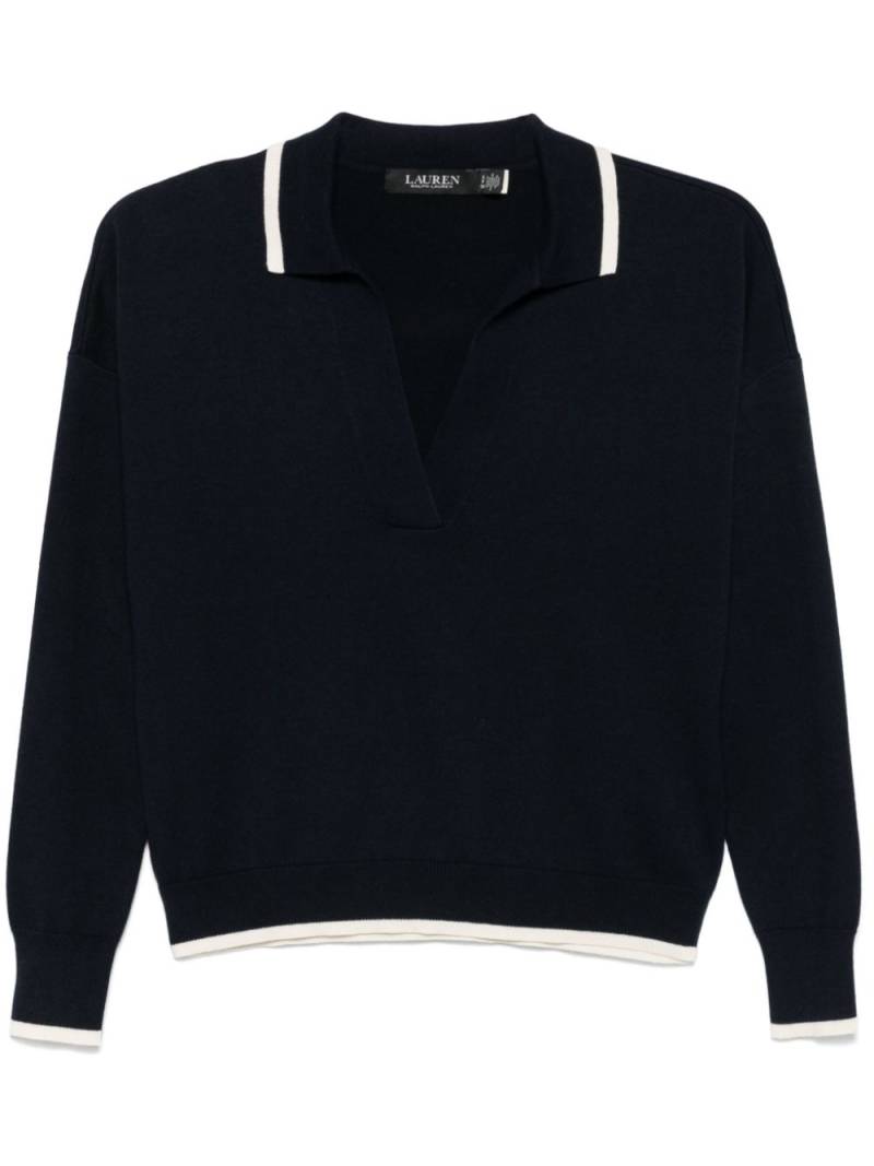 Lauren Ralph Lauren contrasting-trim polo top - Blue von Lauren Ralph Lauren