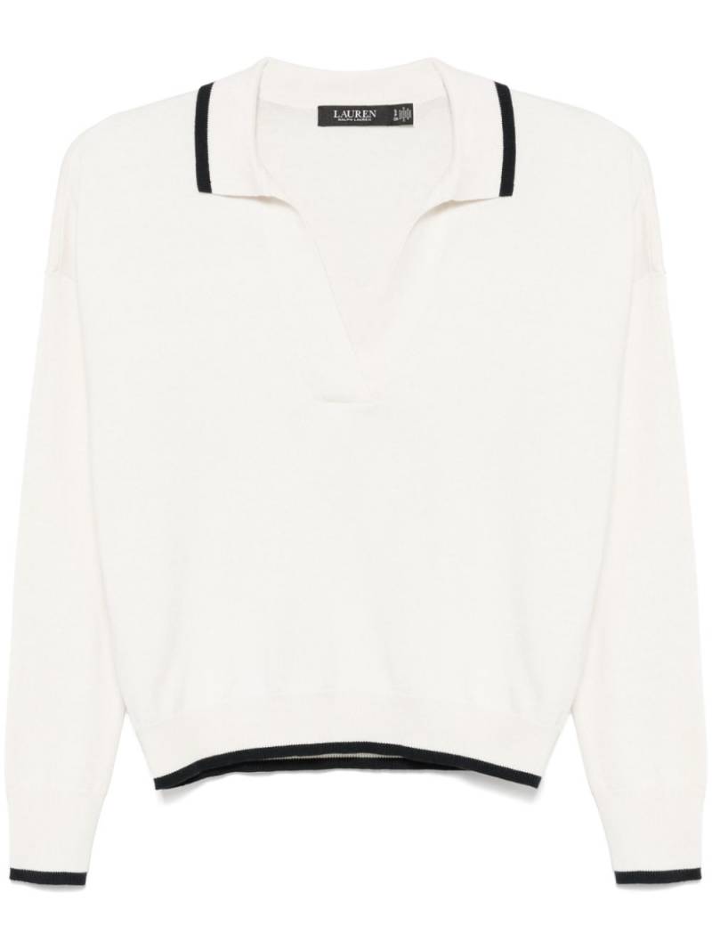 Lauren Ralph Lauren contrasting-trim polo top - Neutrals von Lauren Ralph Lauren